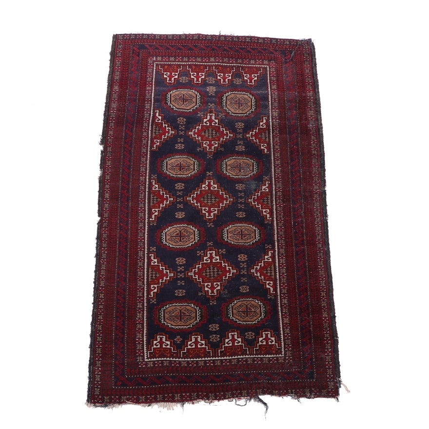Hand-Knotted Persian Baluch Wool Rug