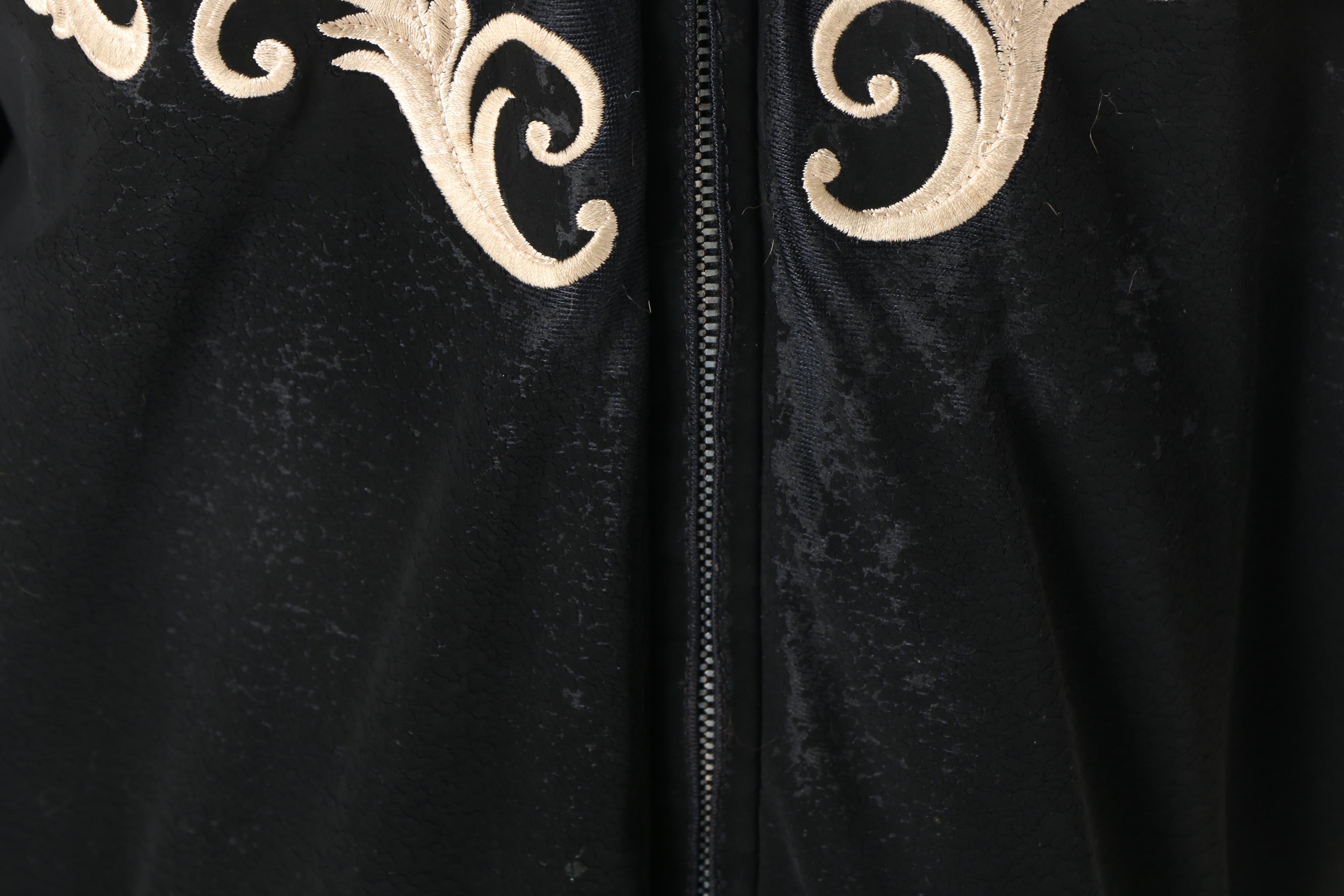 Women's Bogner Techno-Velvet Embroidered Ski Jacket with Faux Fur Collar