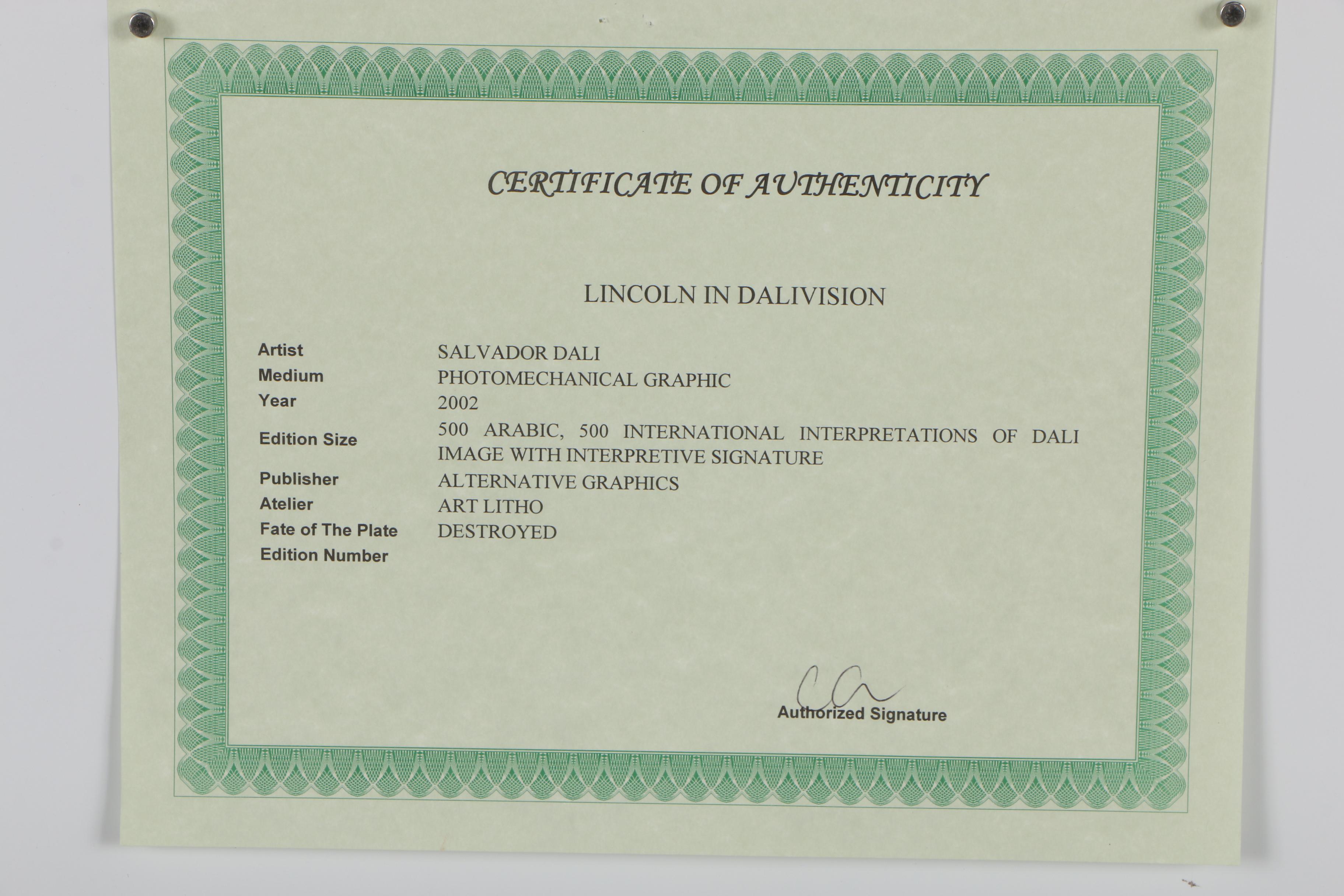 Offset Lithograph after Salvador Dali "Lincoln in Dalivision"