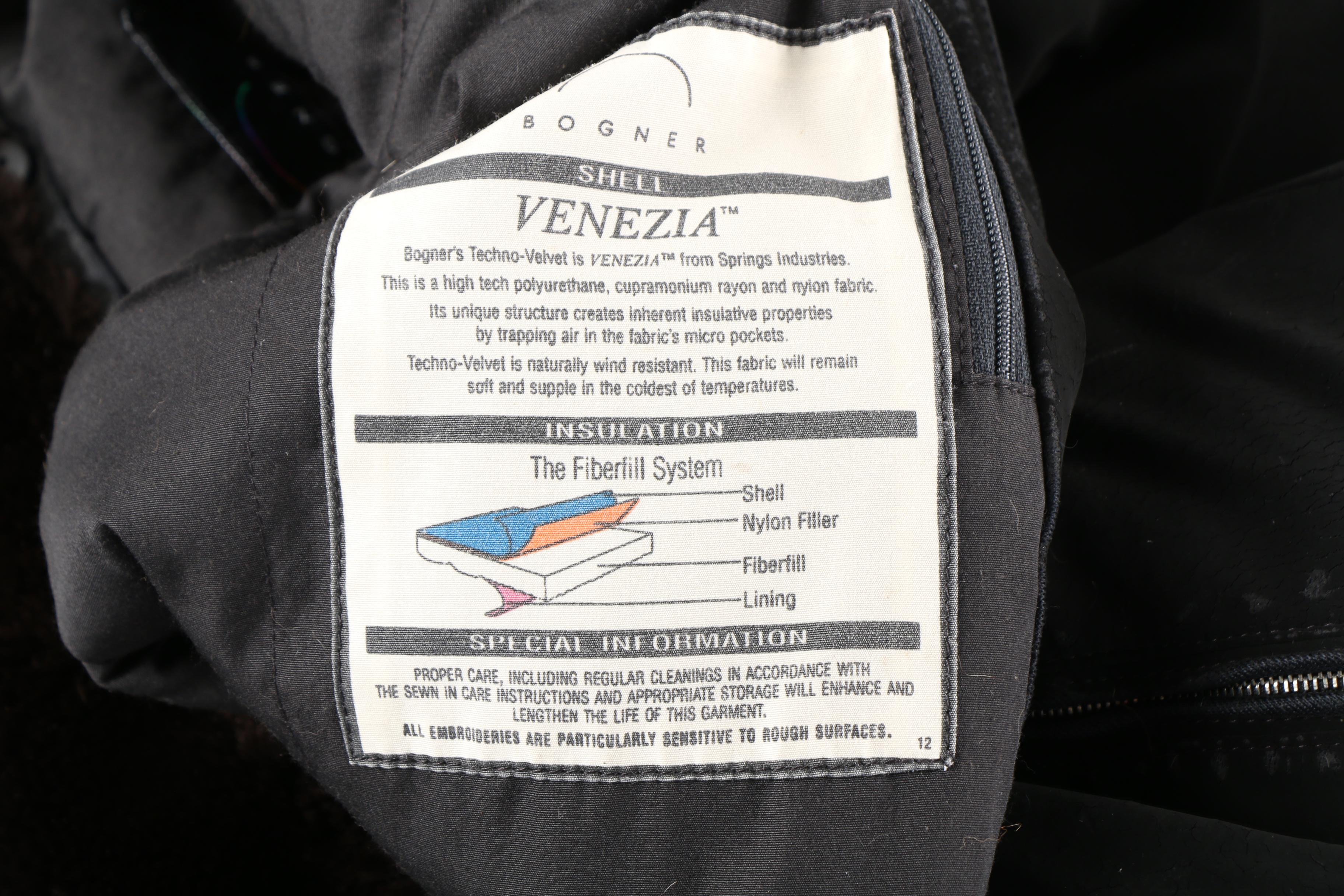 Women's Bogner Techno-Velvet Embroidered Ski Jacket with Faux Fur Collar