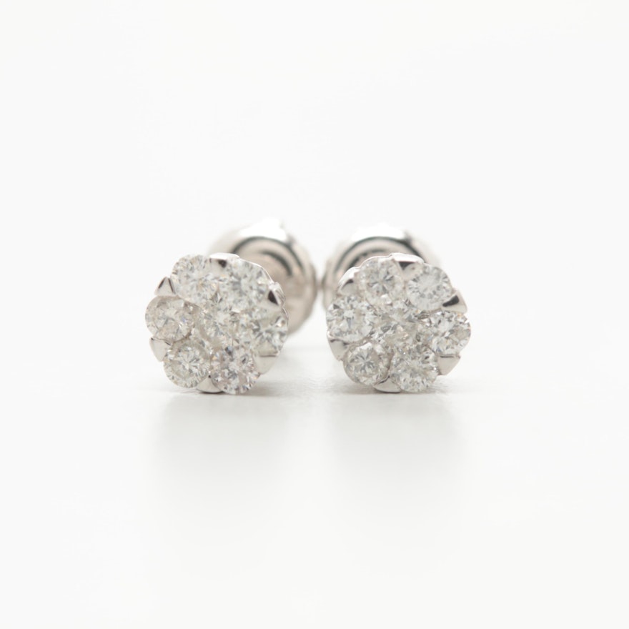 10K White Gold Diamond Earrings