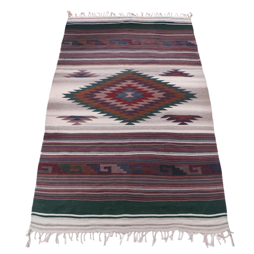 Handwoven Zapotec Style Wool Rug