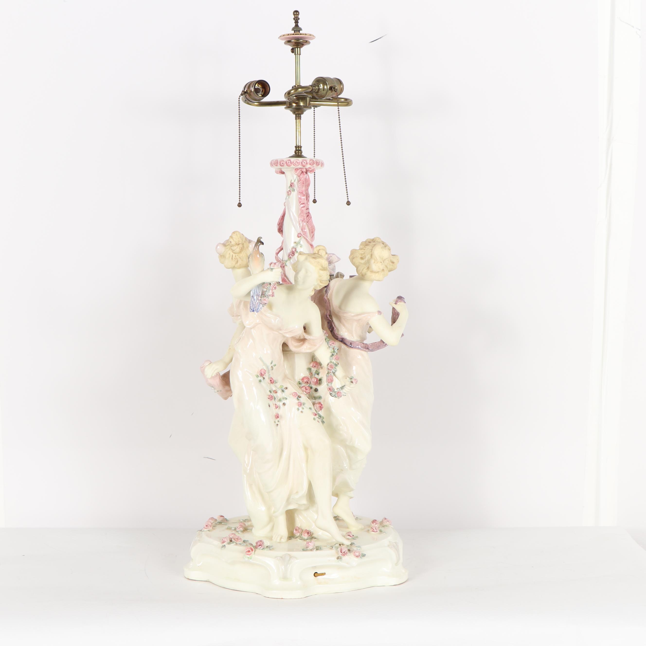 Early 20th Century Vienna Faience Schauer Porcelain Table Lamp