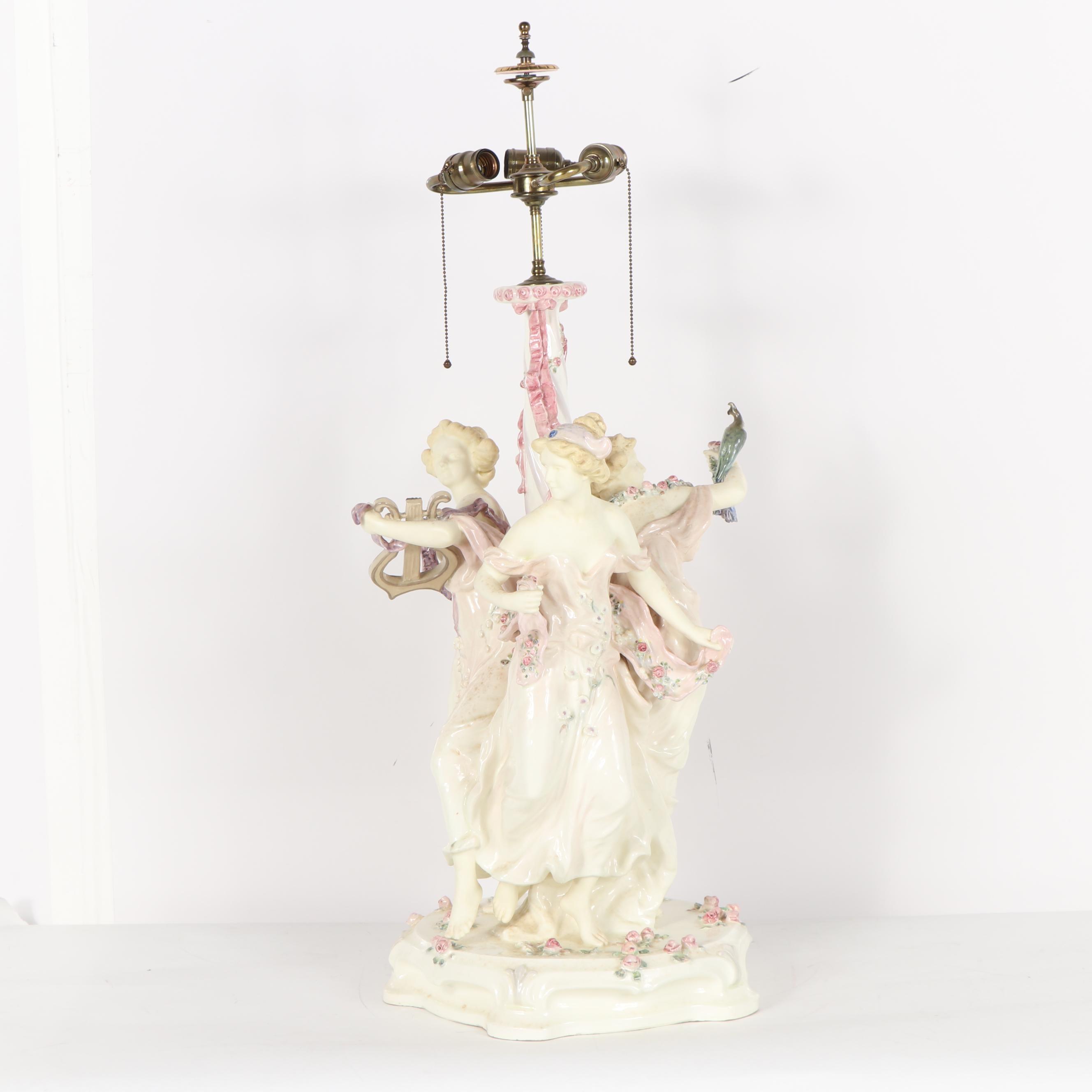 Early 20th Century Vienna Faience Schauer Porcelain Table Lamp