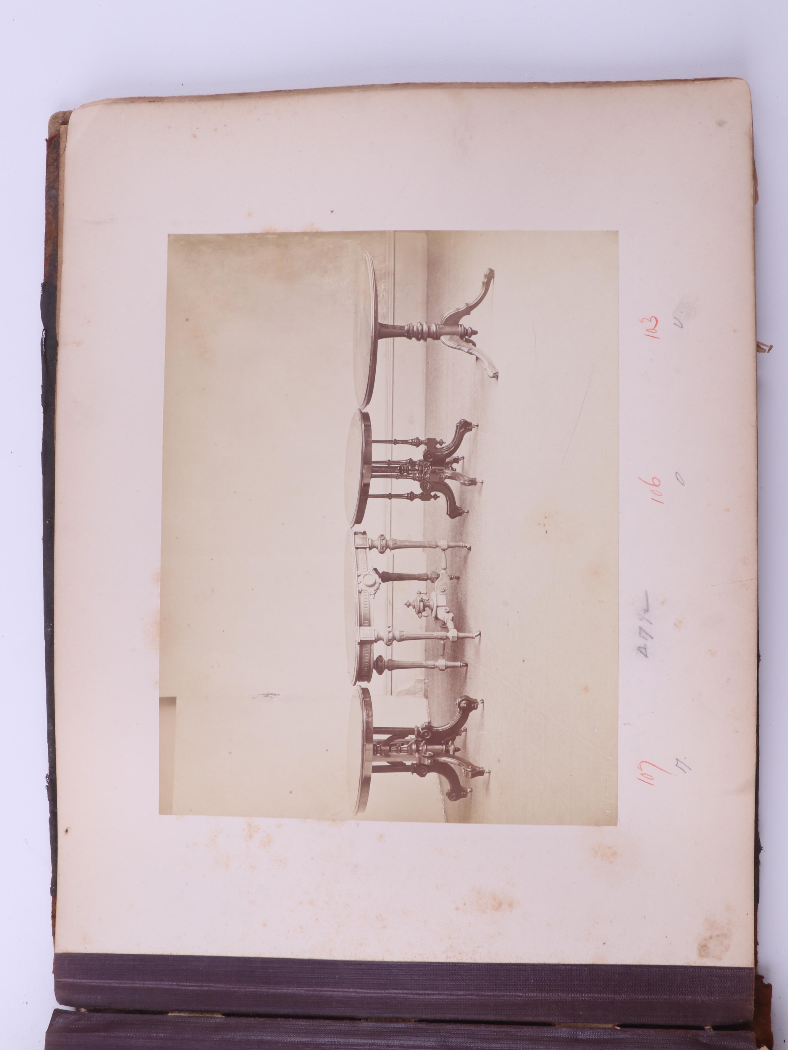 Scrapbook with Albumen Furniture Sales Photo, Postcards and More