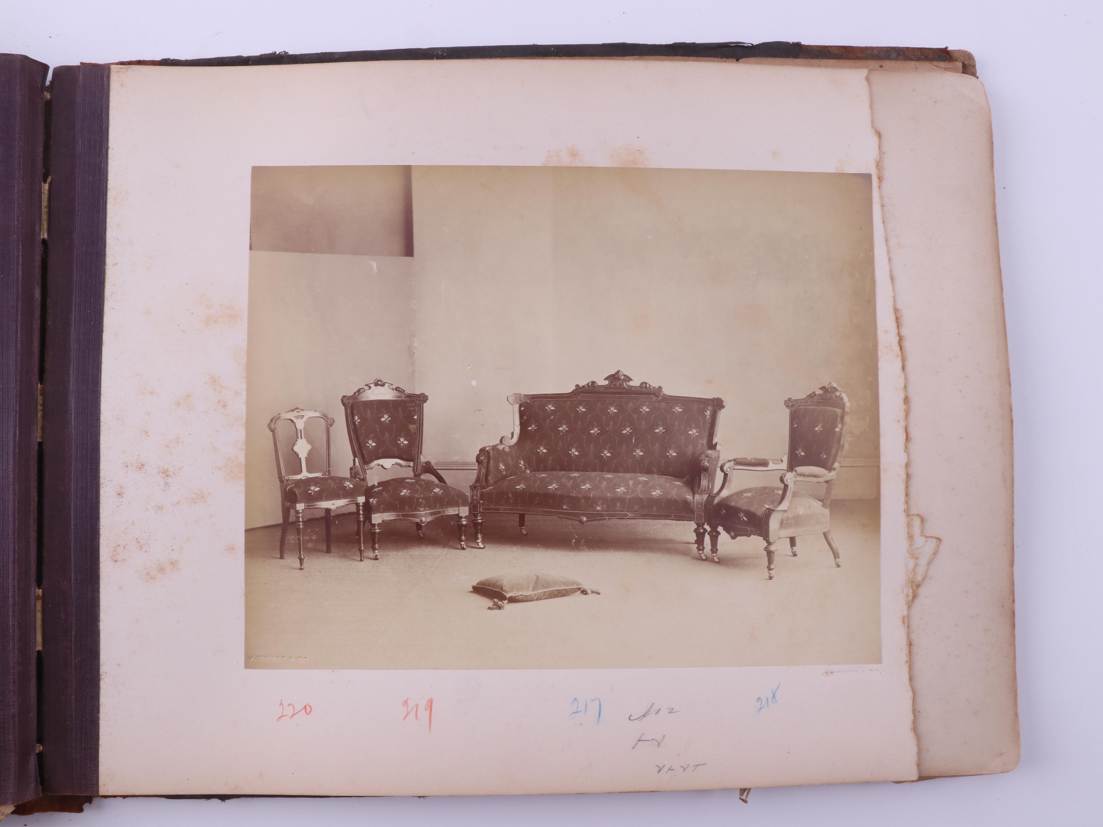 Scrapbook with Albumen Furniture Sales Photo, Postcards and More