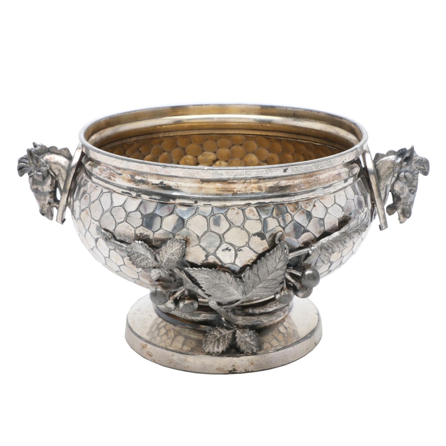 American Meridan Silver Company Silver Plated Horse and Horse Shoe Bowl, 1920