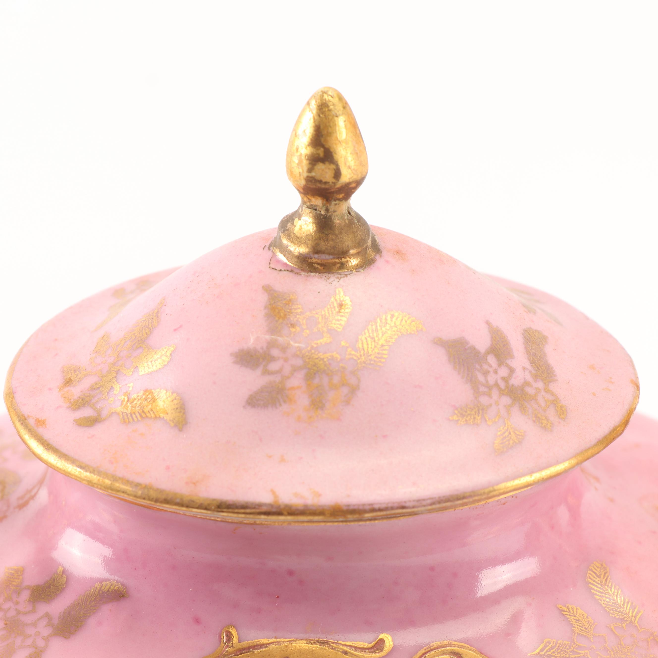 Ackermann and Fritze Royal Vienna Style Porcelain Mantel Urns, Mid-19th Century