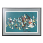 Charley Harper Signed Offset Lithograph "Mystery of the Missing Migrants"