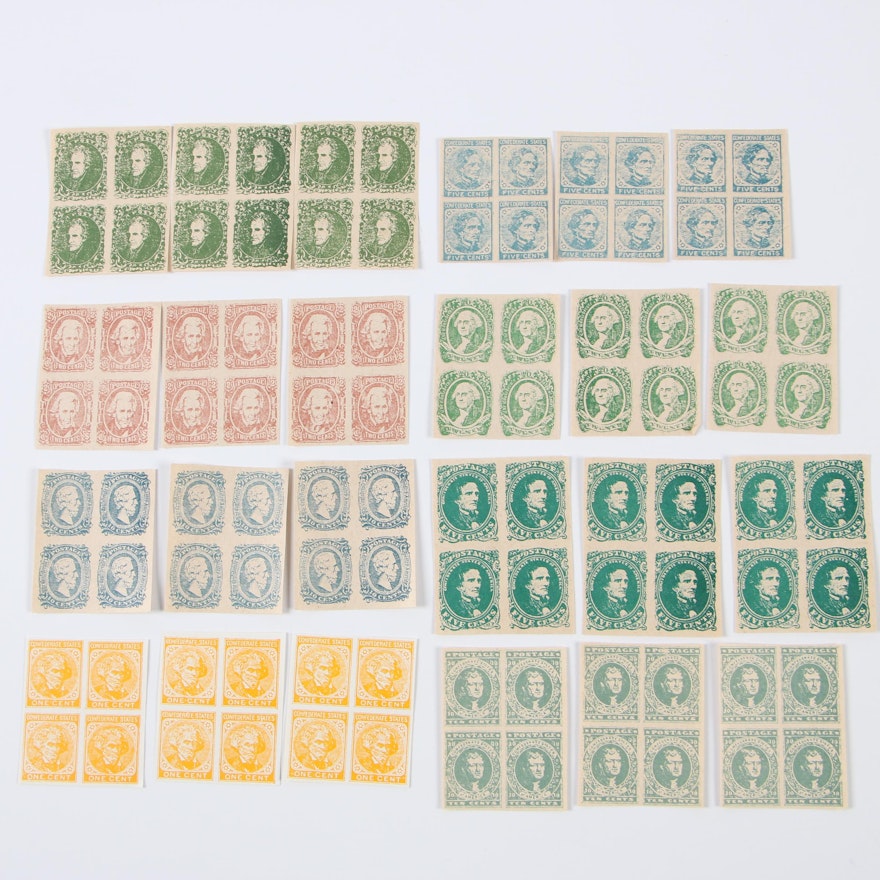 Facsimile Confederate States of America Postage Stamps, Early 20th Century