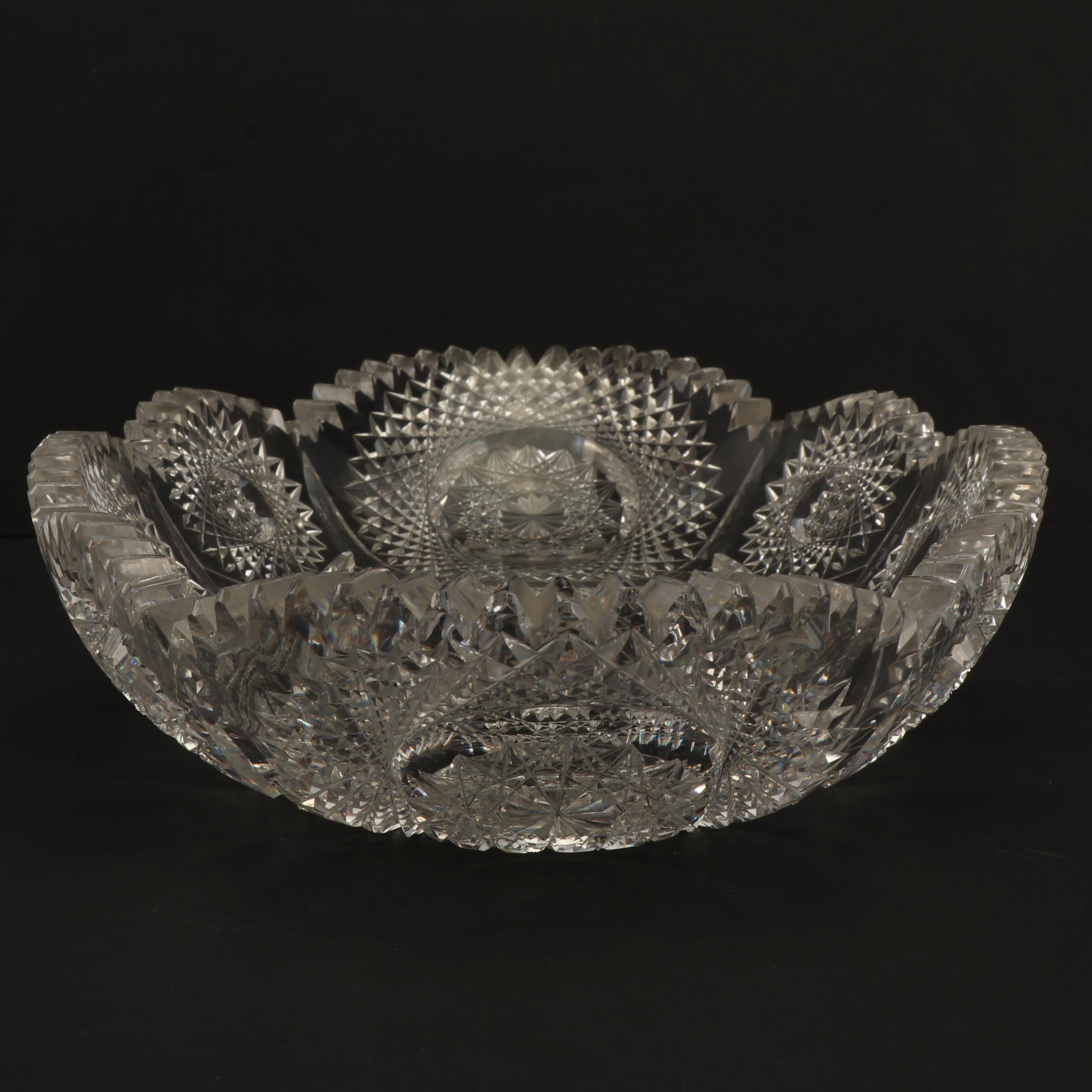 American Brilliant Cut Glass Oval Serving Bowl