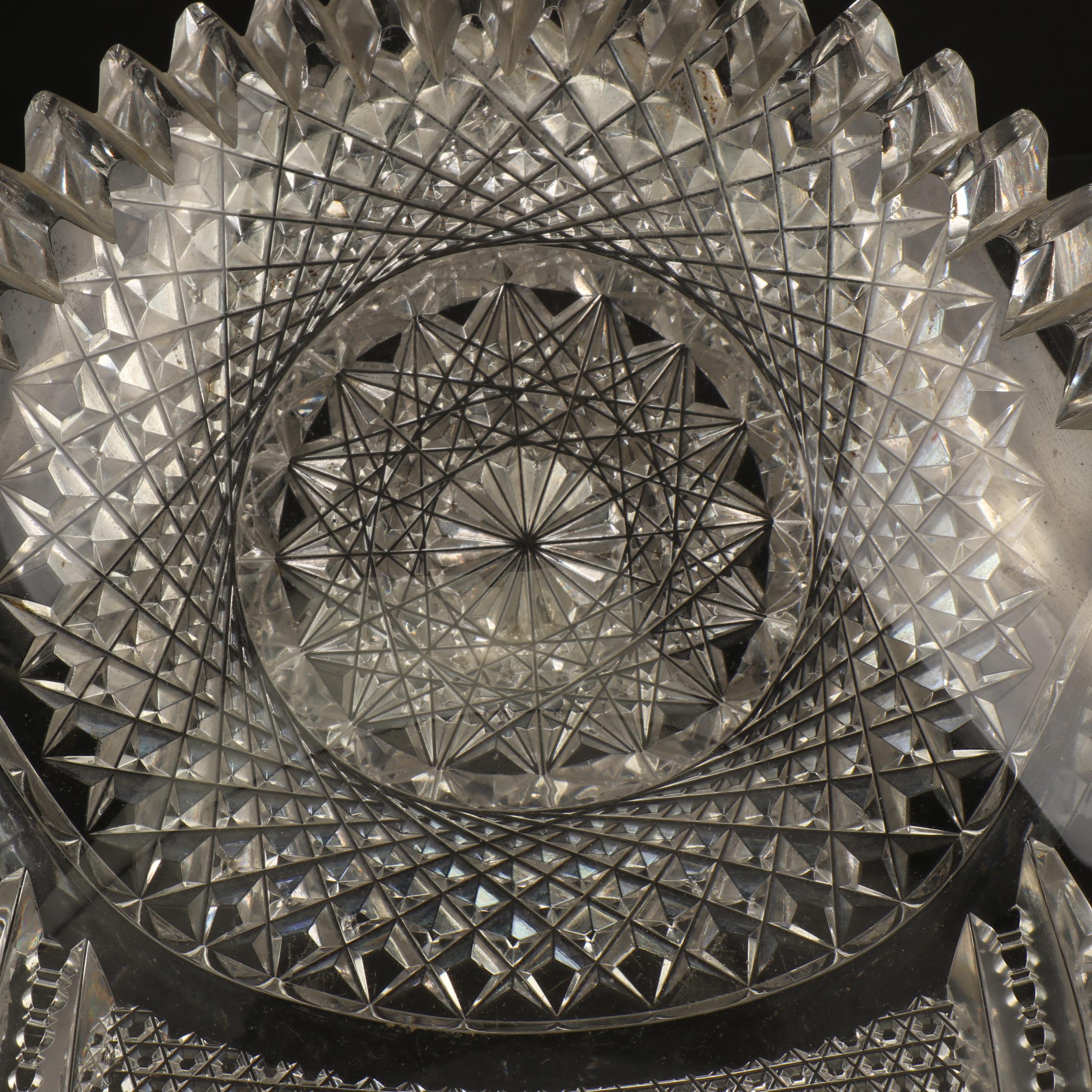 American Brilliant Cut Glass Oval Serving Bowl