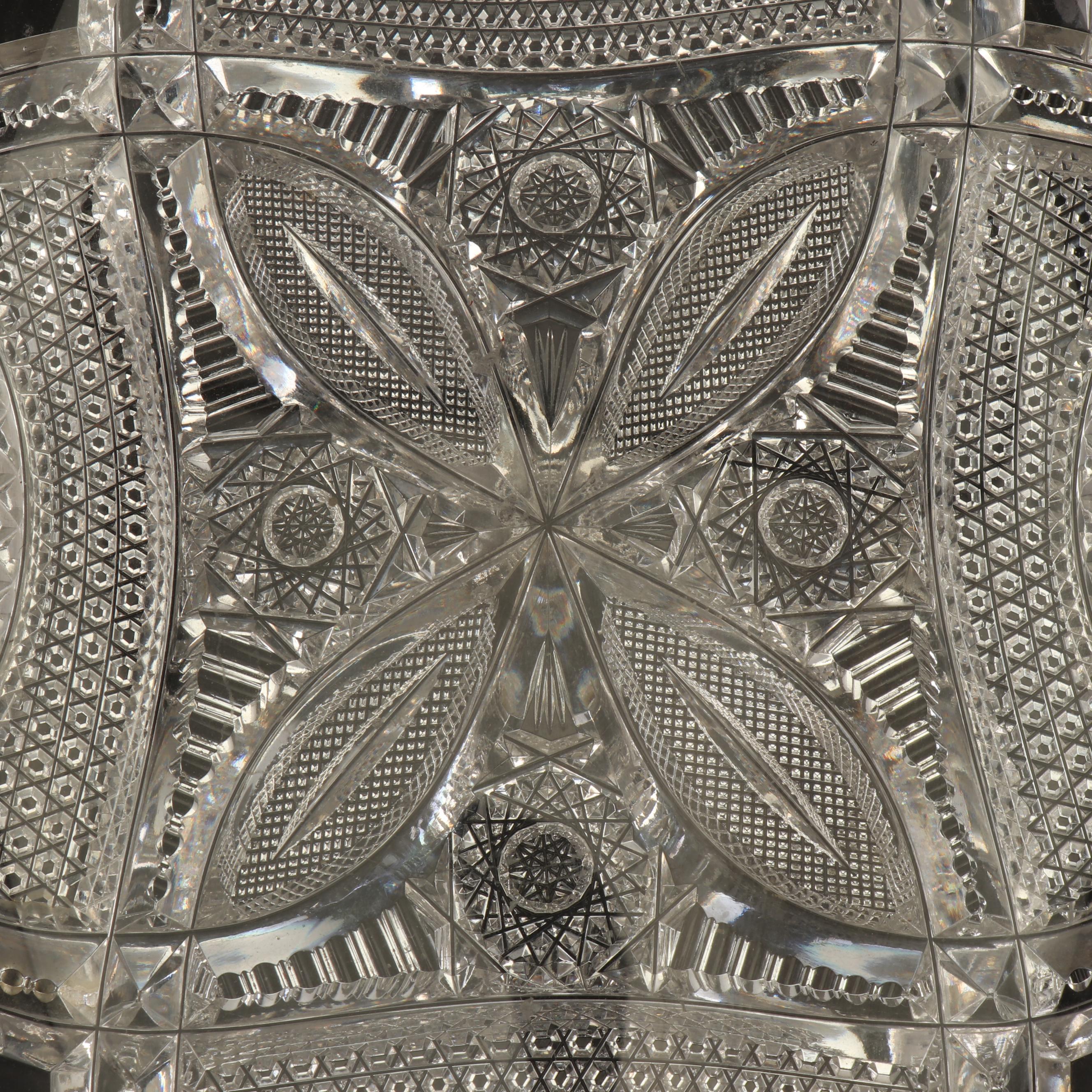 American Brilliant Cut Glass Oval Serving Bowl