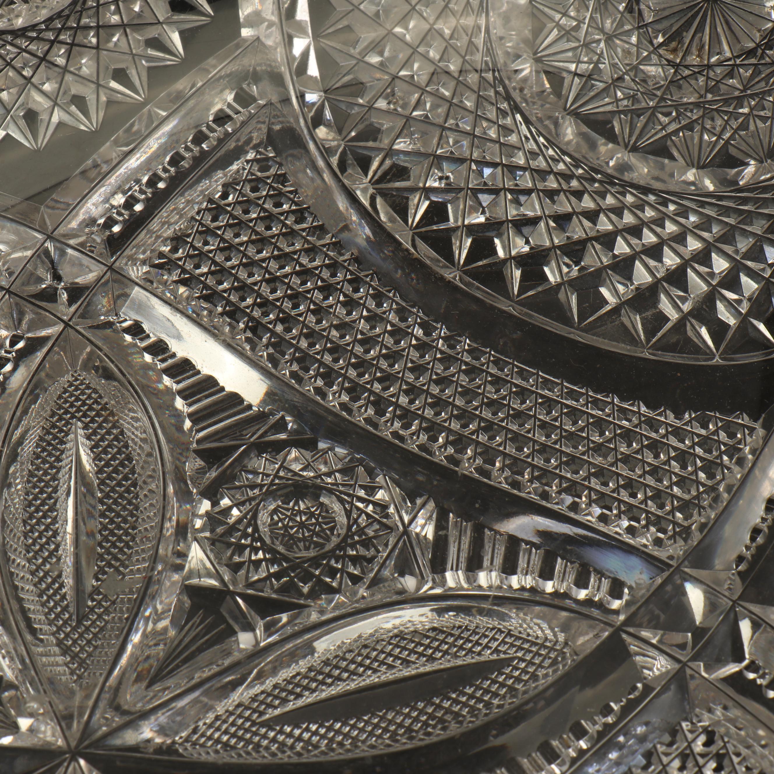 American Brilliant Cut Glass Oval Serving Bowl