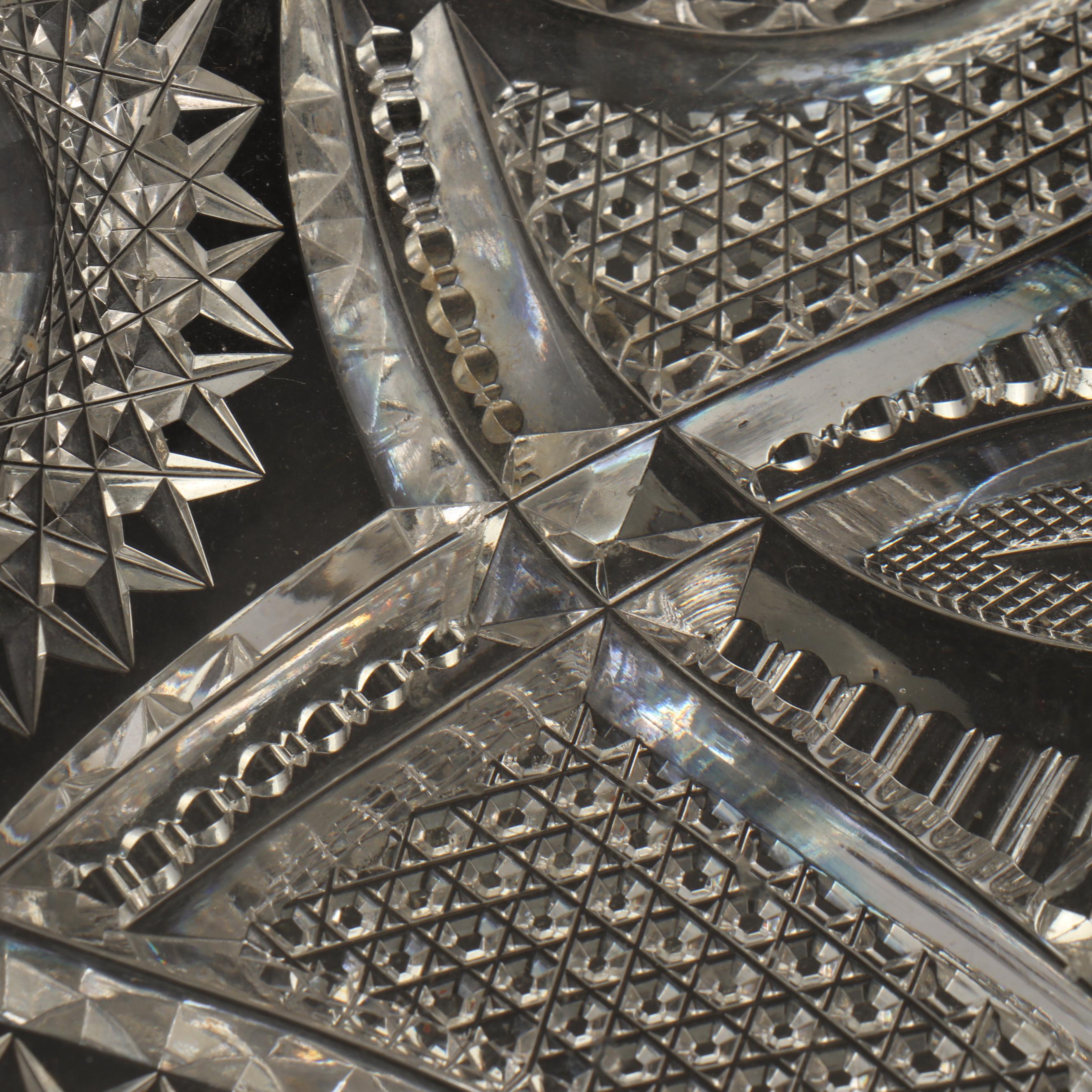 American Brilliant Cut Glass Oval Serving Bowl