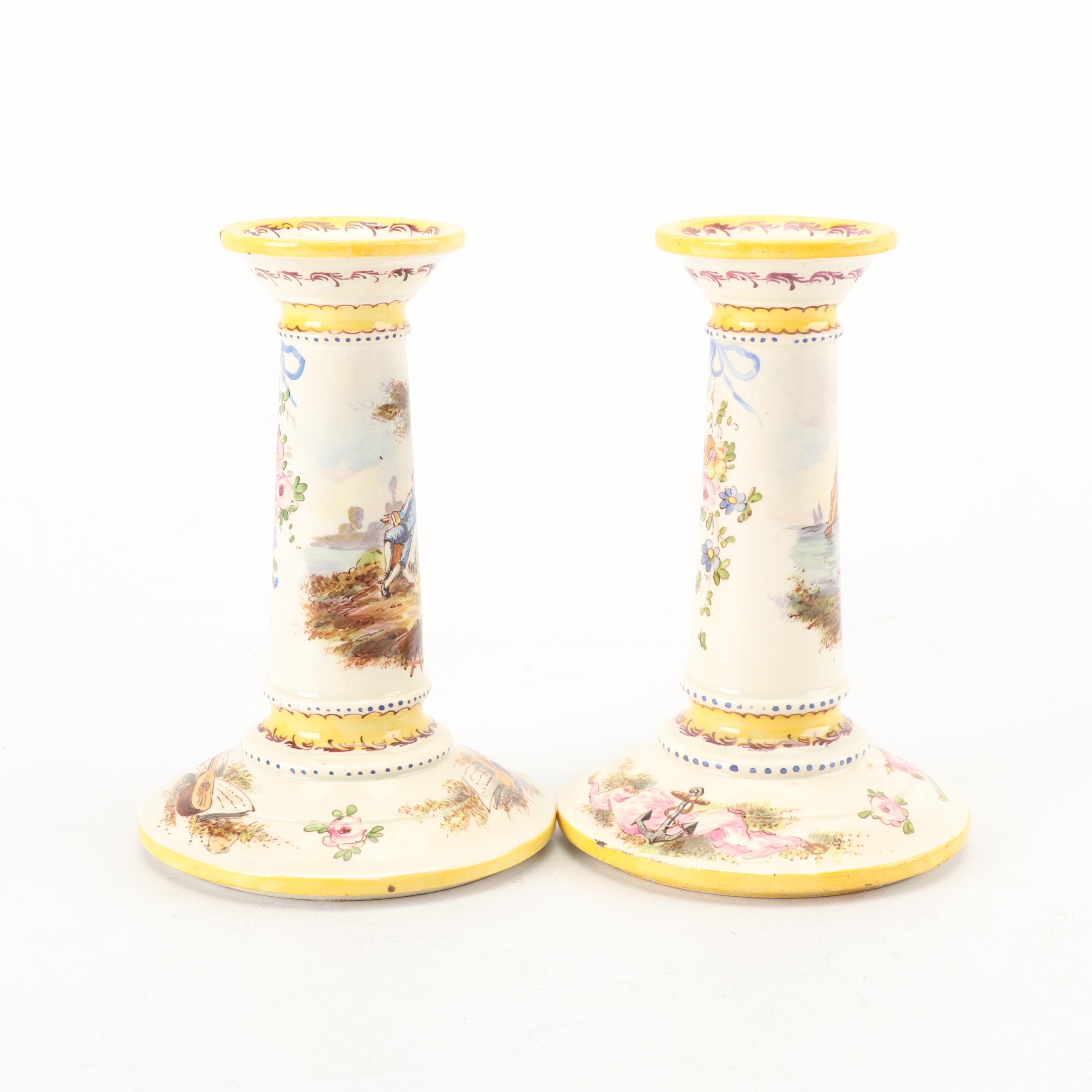 Late 19th Century Sèvres Ceramic Candlesticks