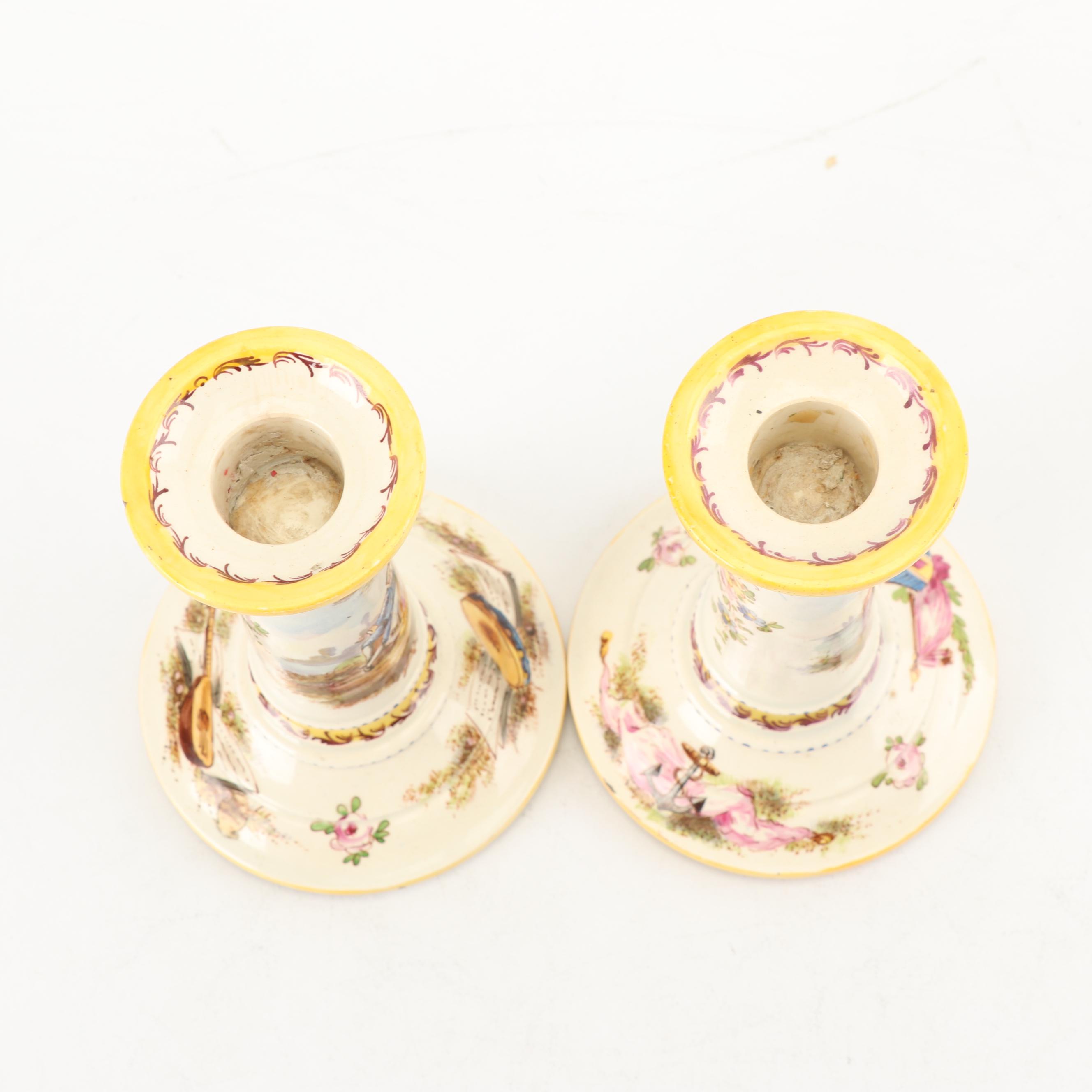 Late 19th Century Sèvres Ceramic Candlesticks