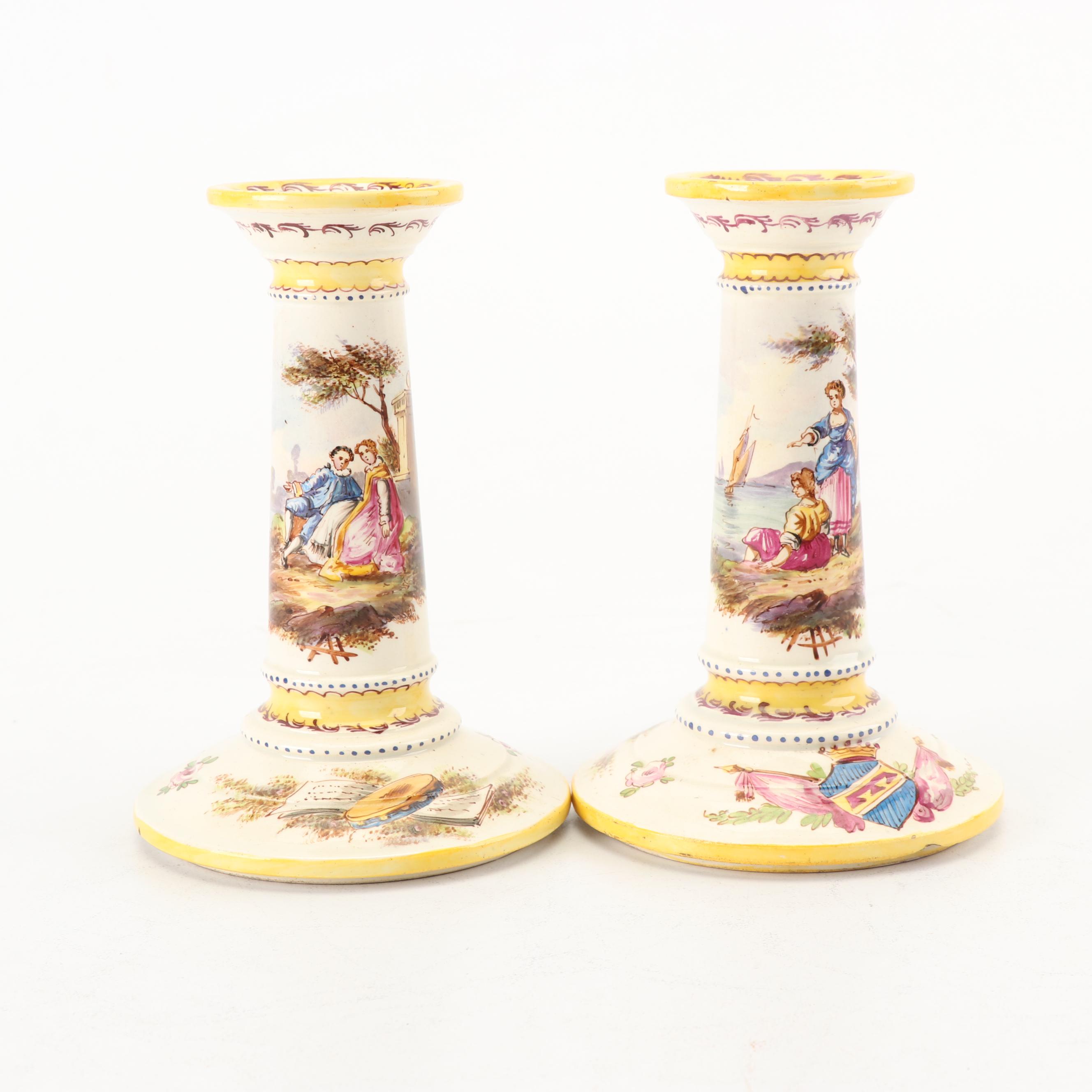 Late 19th Century Sèvres Ceramic Candlesticks