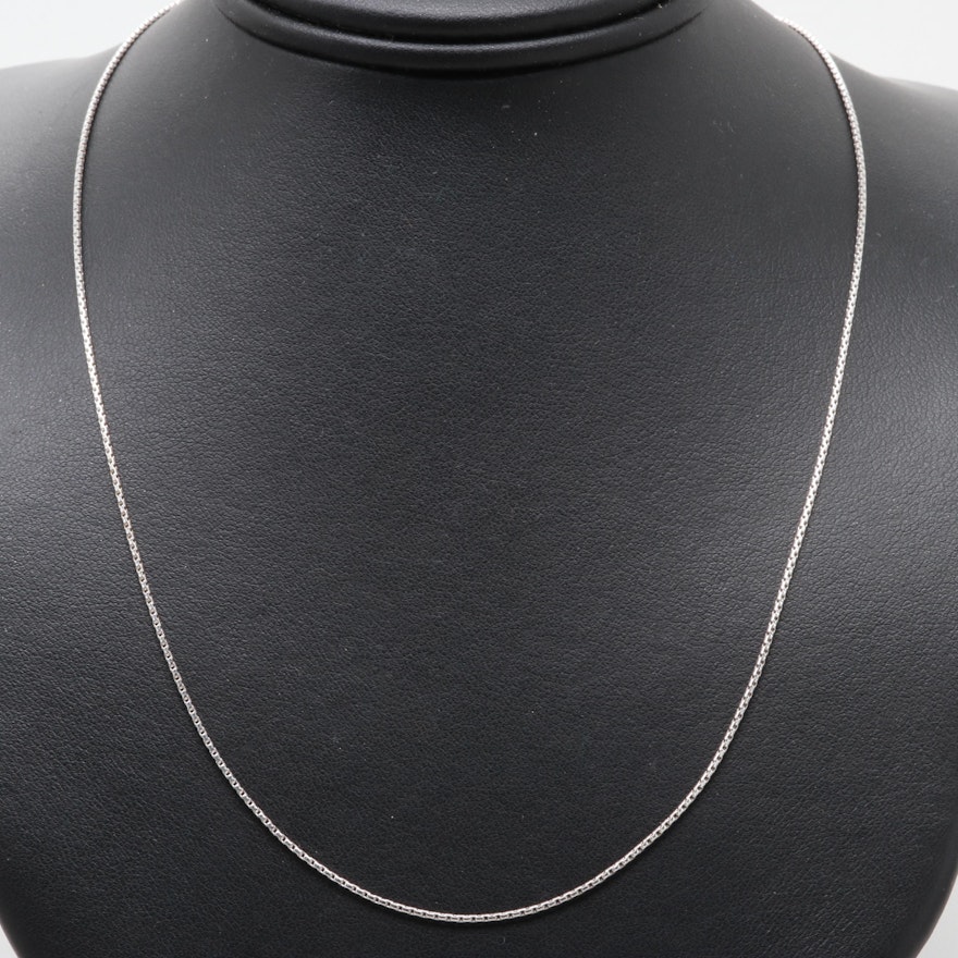 Sterling Silver Adjustable Round Box Chain Necklace