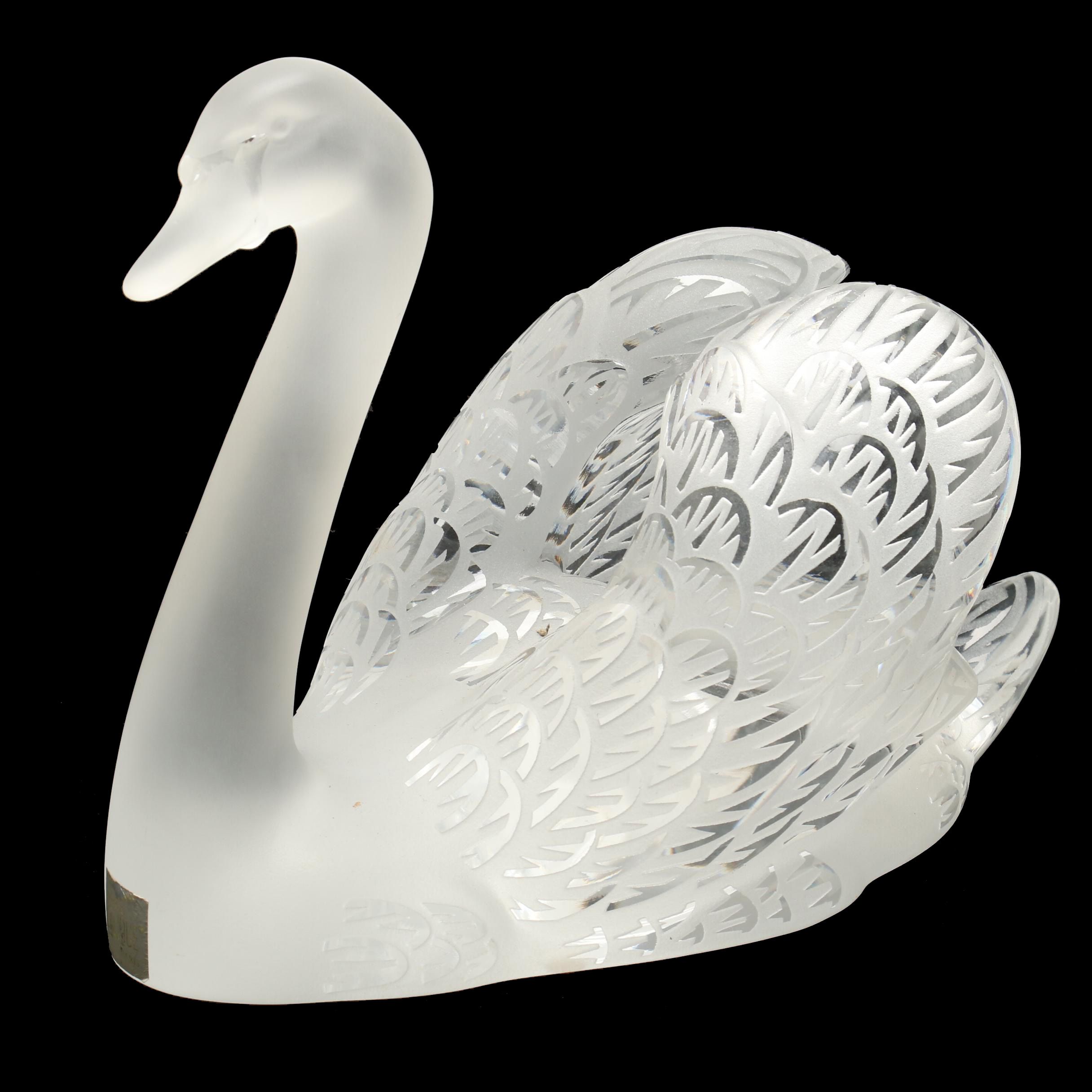 Lalique Crystal "Swan Head Up" Sculpture