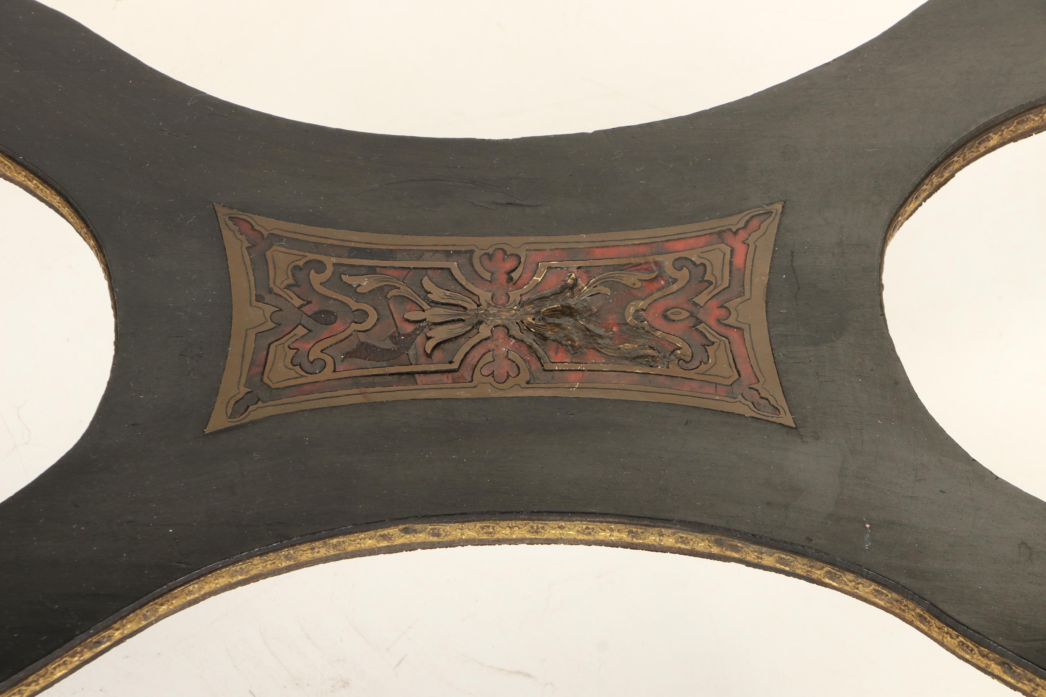 Napoleon III Brass-Inlaid, Red Tortoiseshell, and Ebonized Jardinaire Stand