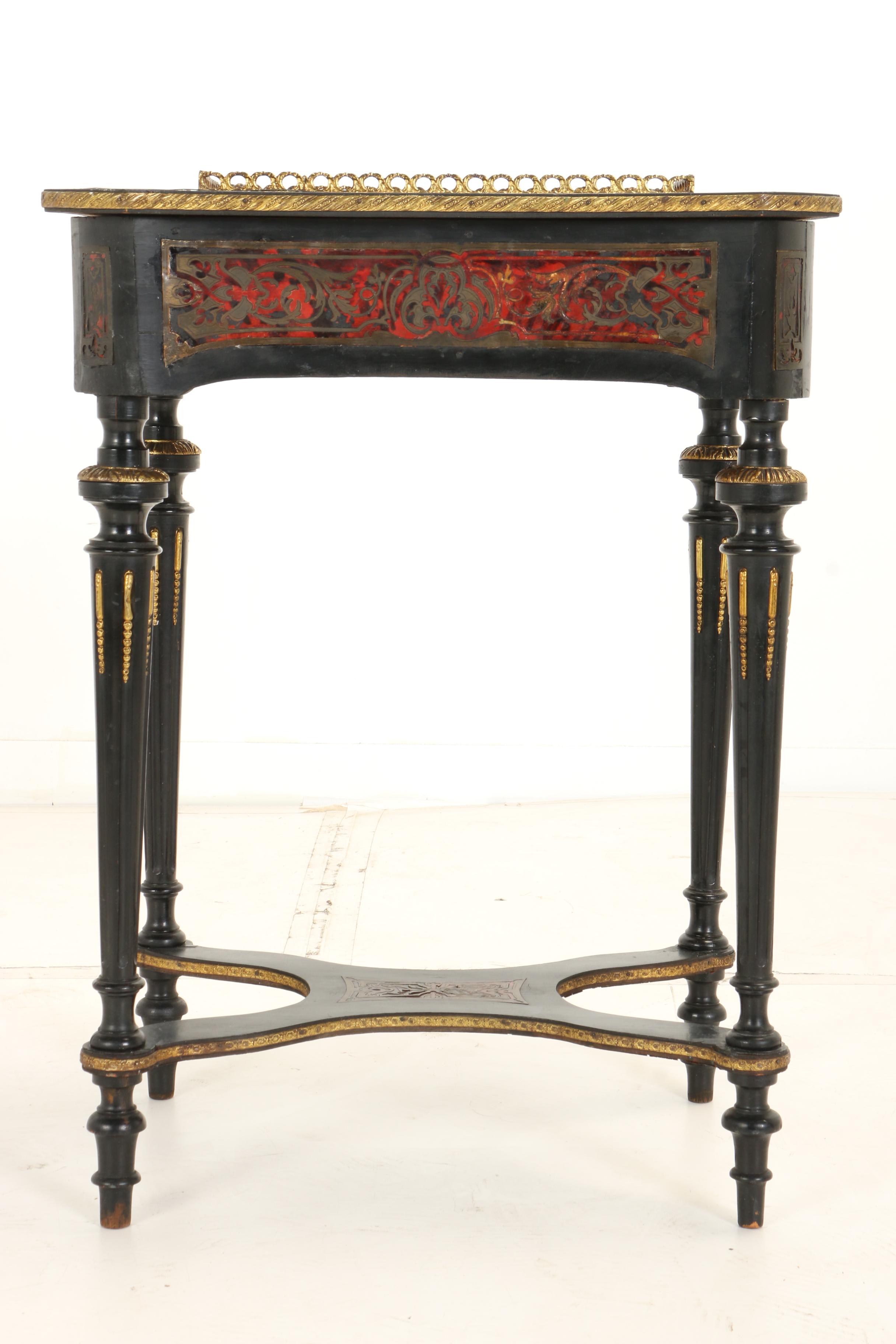 Napoleon III Brass-Inlaid, Red Tortoiseshell, and Ebonized Jardinaire Stand