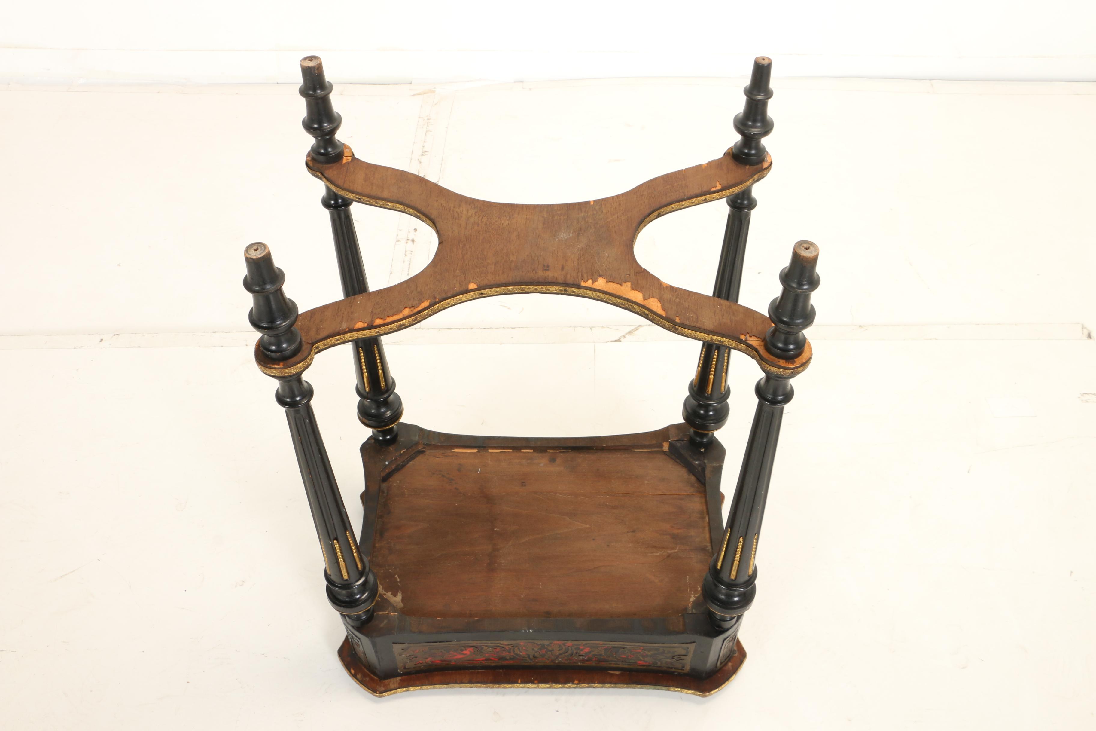 Napoleon III Brass-Inlaid, Red Tortoiseshell, and Ebonized Jardinaire Stand