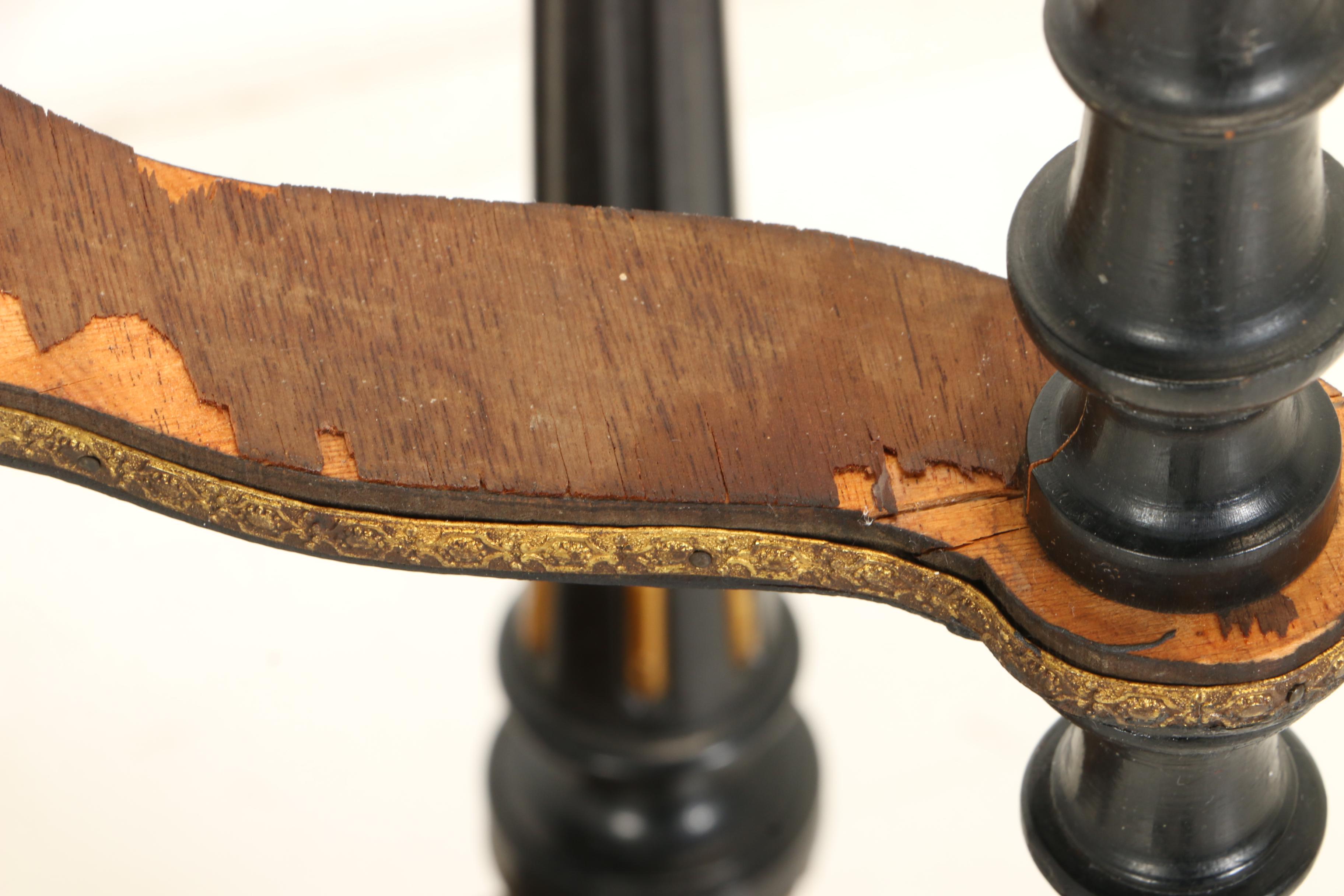 Napoleon III Brass-Inlaid, Red Tortoiseshell, and Ebonized Jardinaire Stand