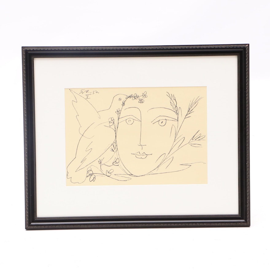 Lithograph after Picasso ""Visage de la Paix V"