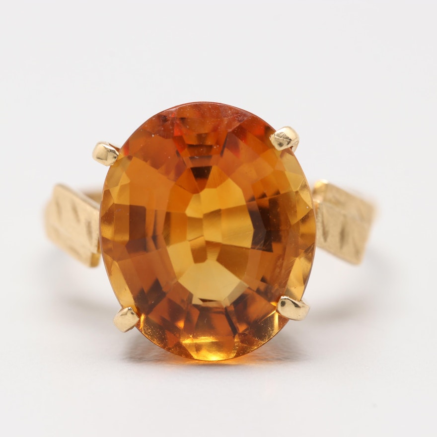 18K Yellow Gold Citrine Ring