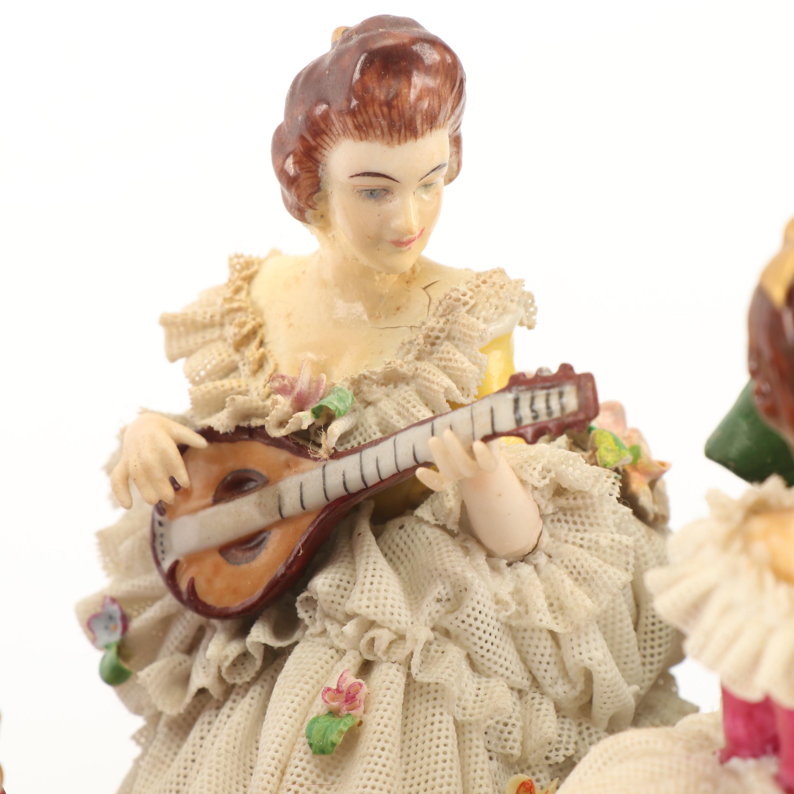 Muller Volkstedt Porcelain Tableau Centerpiece, Late 19th to Early 20th Century