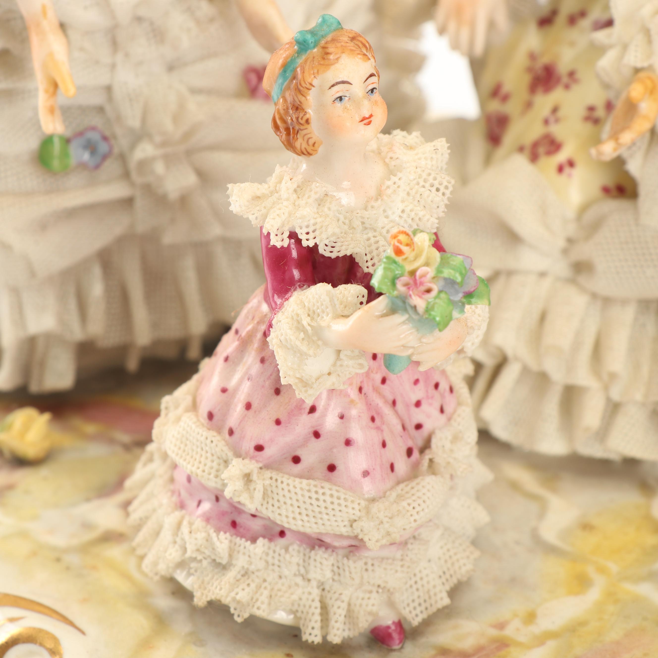 Muller Volkstedt Porcelain Tableau Centerpiece, Late 19th to Early 20th Century