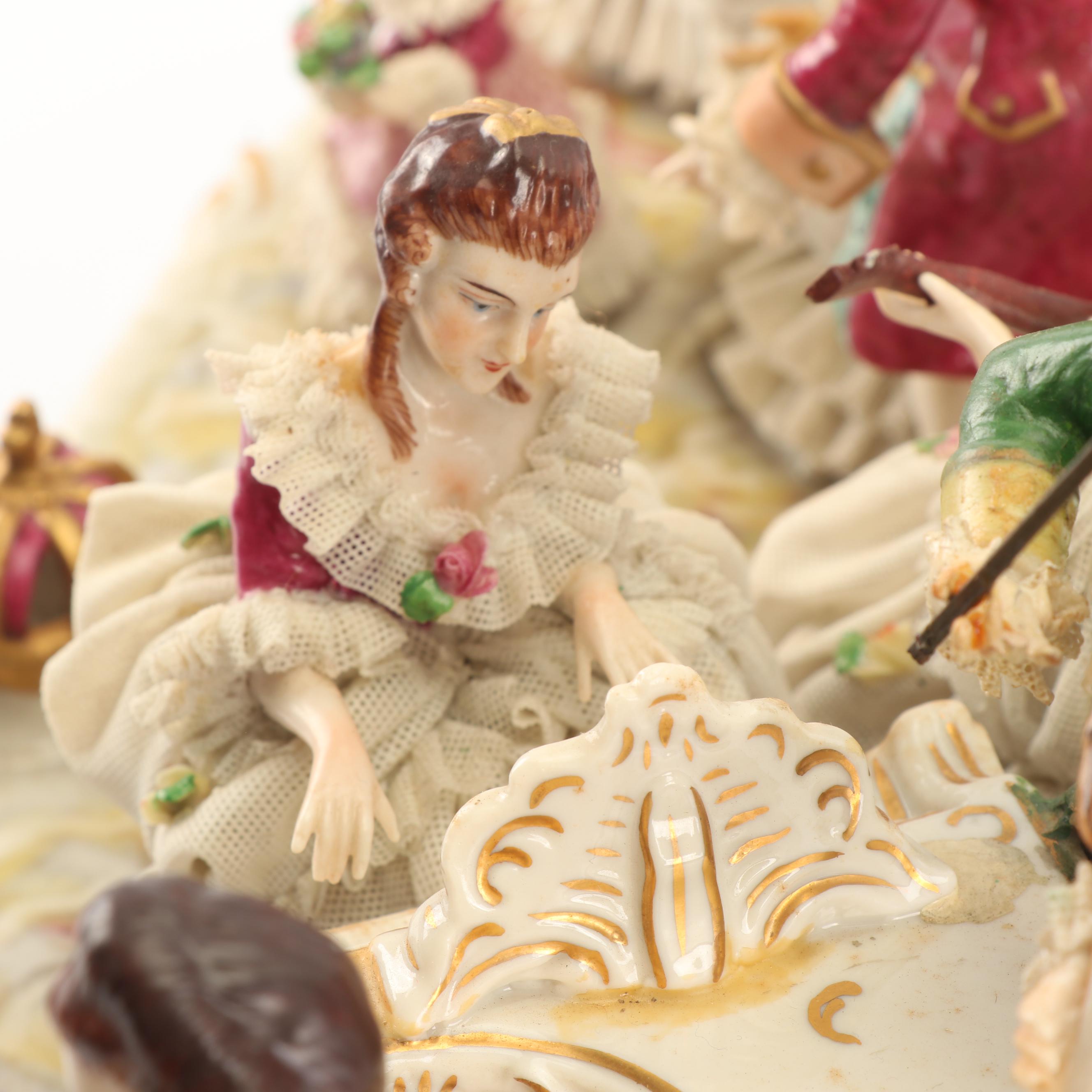 Muller Volkstedt Porcelain Tableau Centerpiece, Late 19th to Early 20th Century