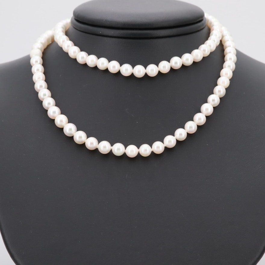 14K Yellow Gold Cultured Pearl Necklace