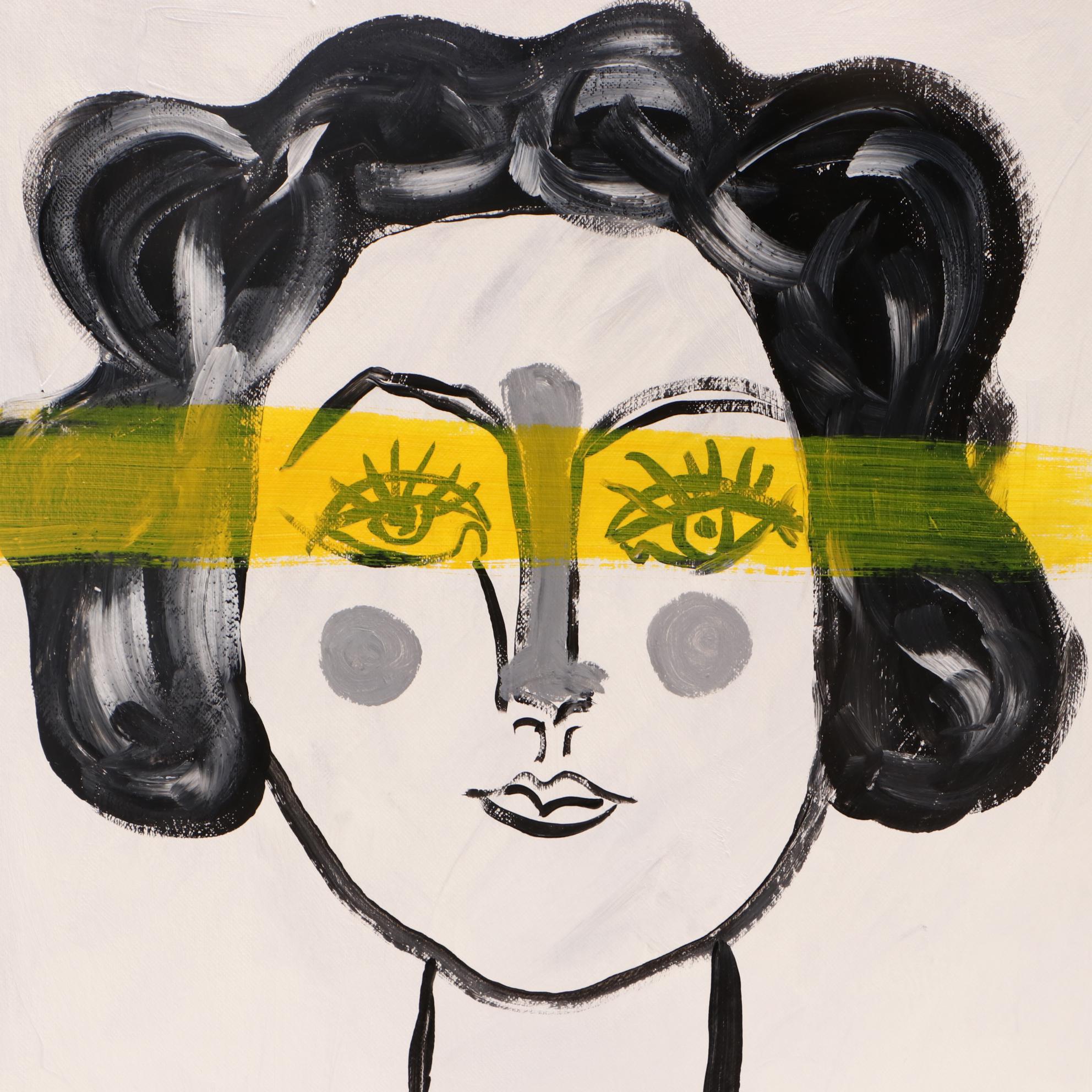 Francois Aguiard 2018 Acrylic Stylized Portrait Painting "Françoise Gilot"