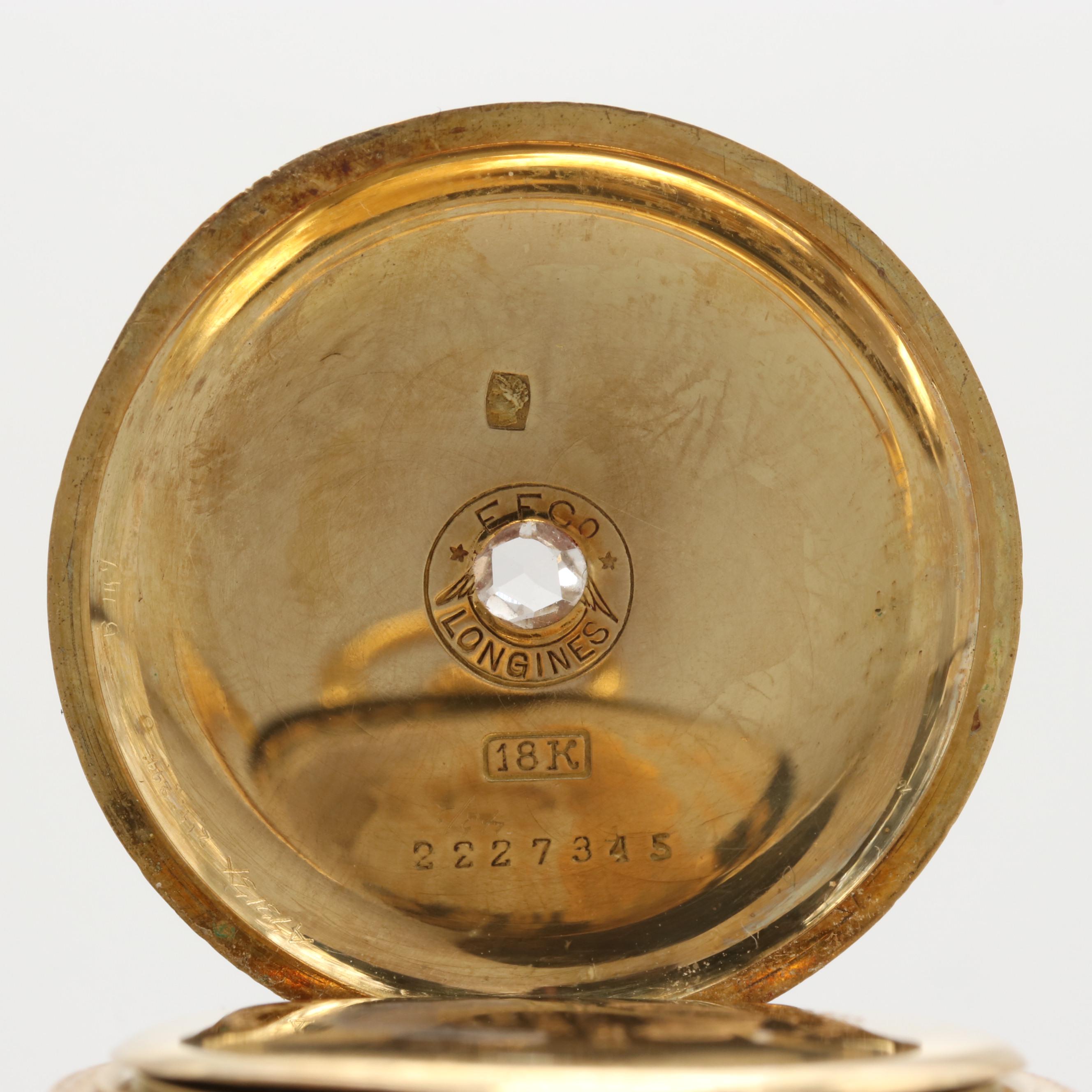 Longines 18K Yellow Gold Diamond and Enamel Pocket Watch, Circa 1902-1909