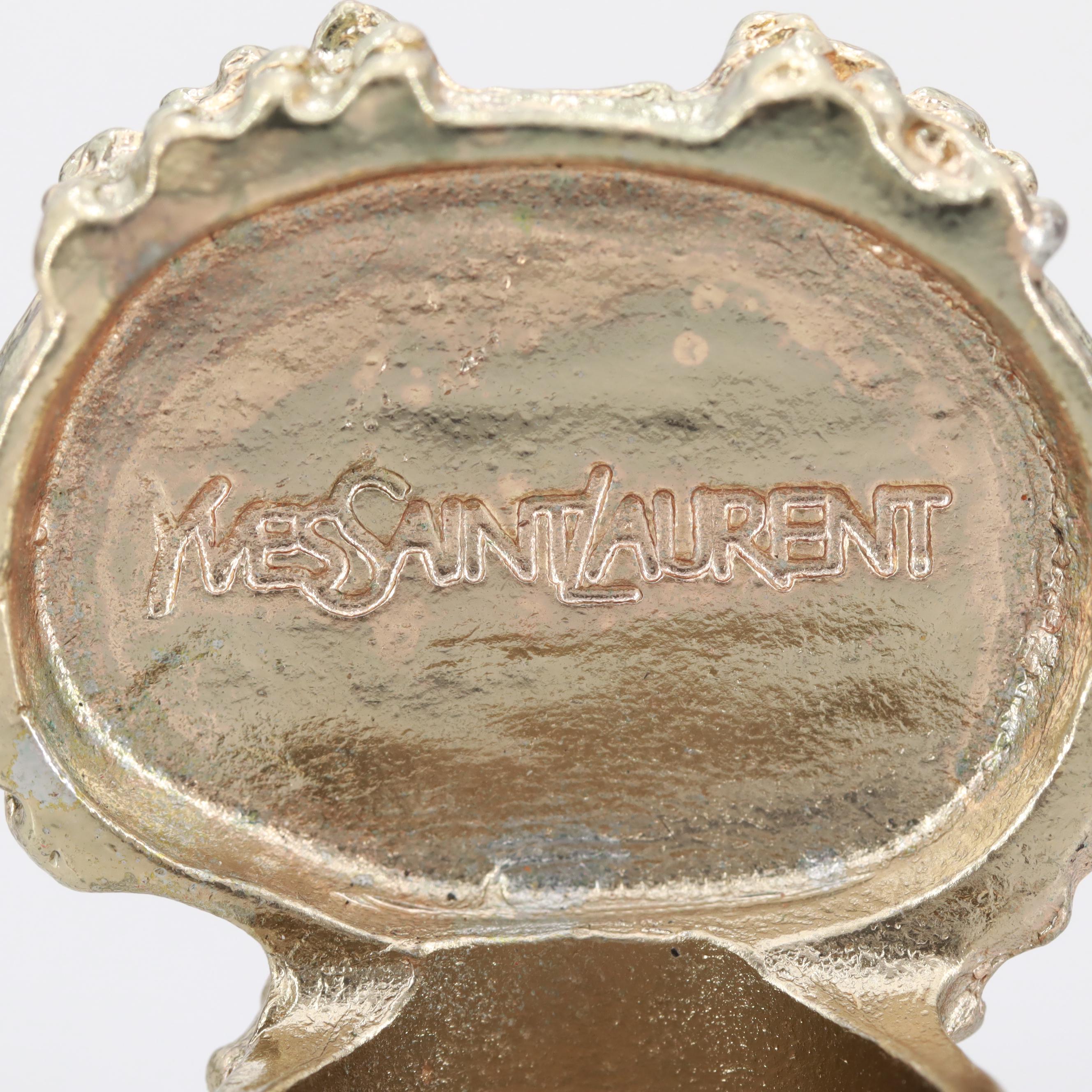 Vintage Yves Saint Laurent Silver Tone Imitation Turquoise Cocktail Ring