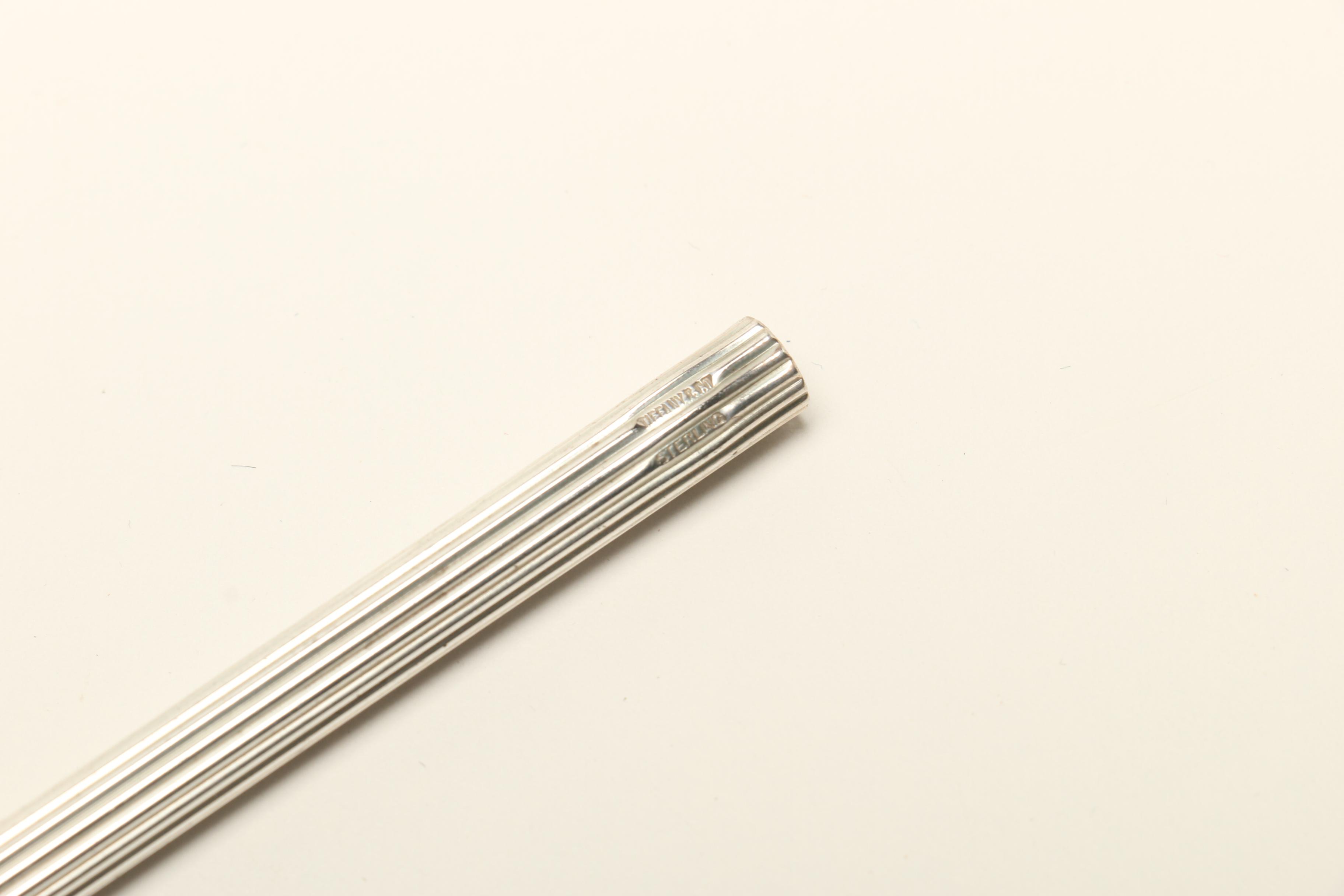 Sterling Silver Leaf Sipper Ice Tea Spoons and Sterling Tiffany & Co. Straw