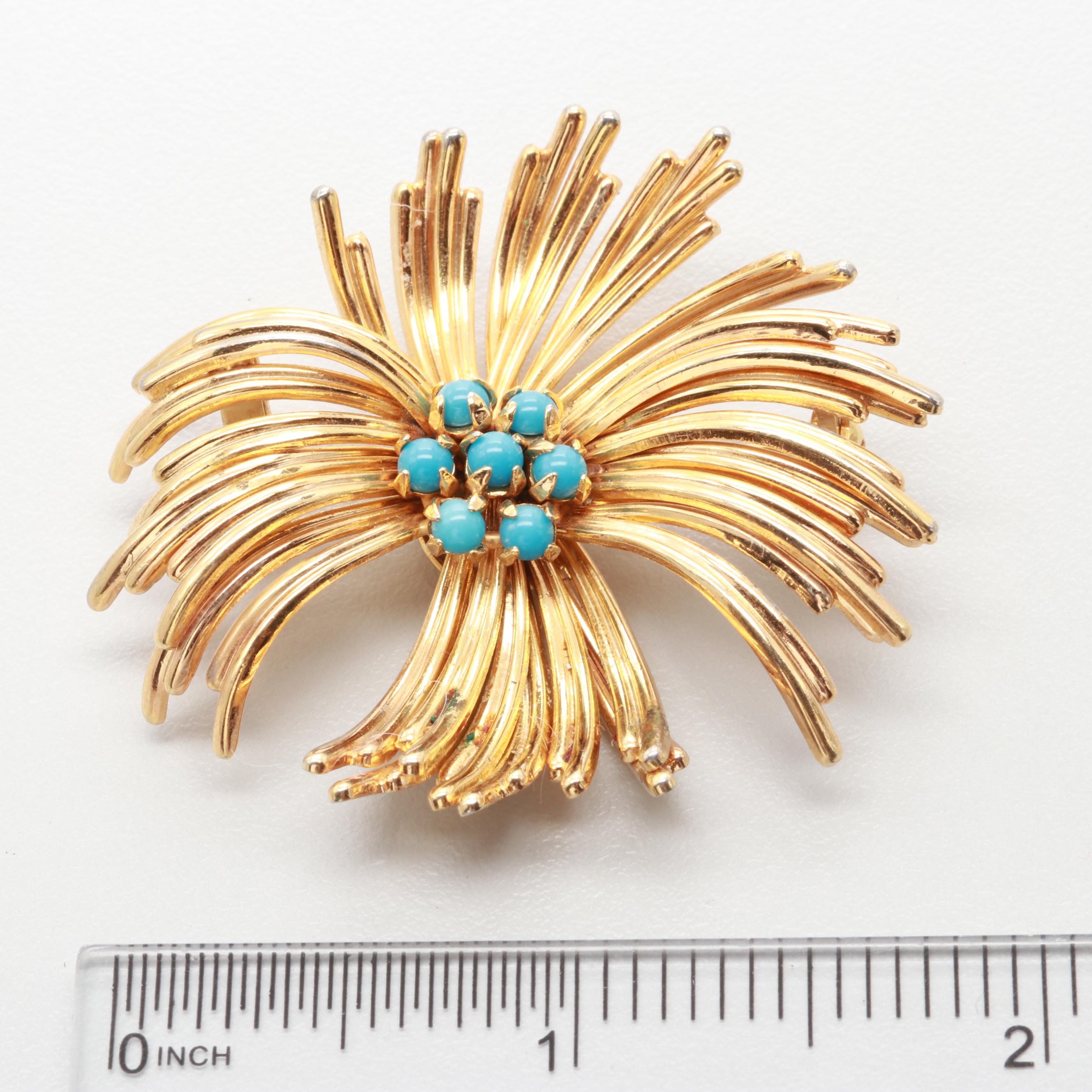 1960s Grosse Germany Vermeil Brooch and Dangle Earrings