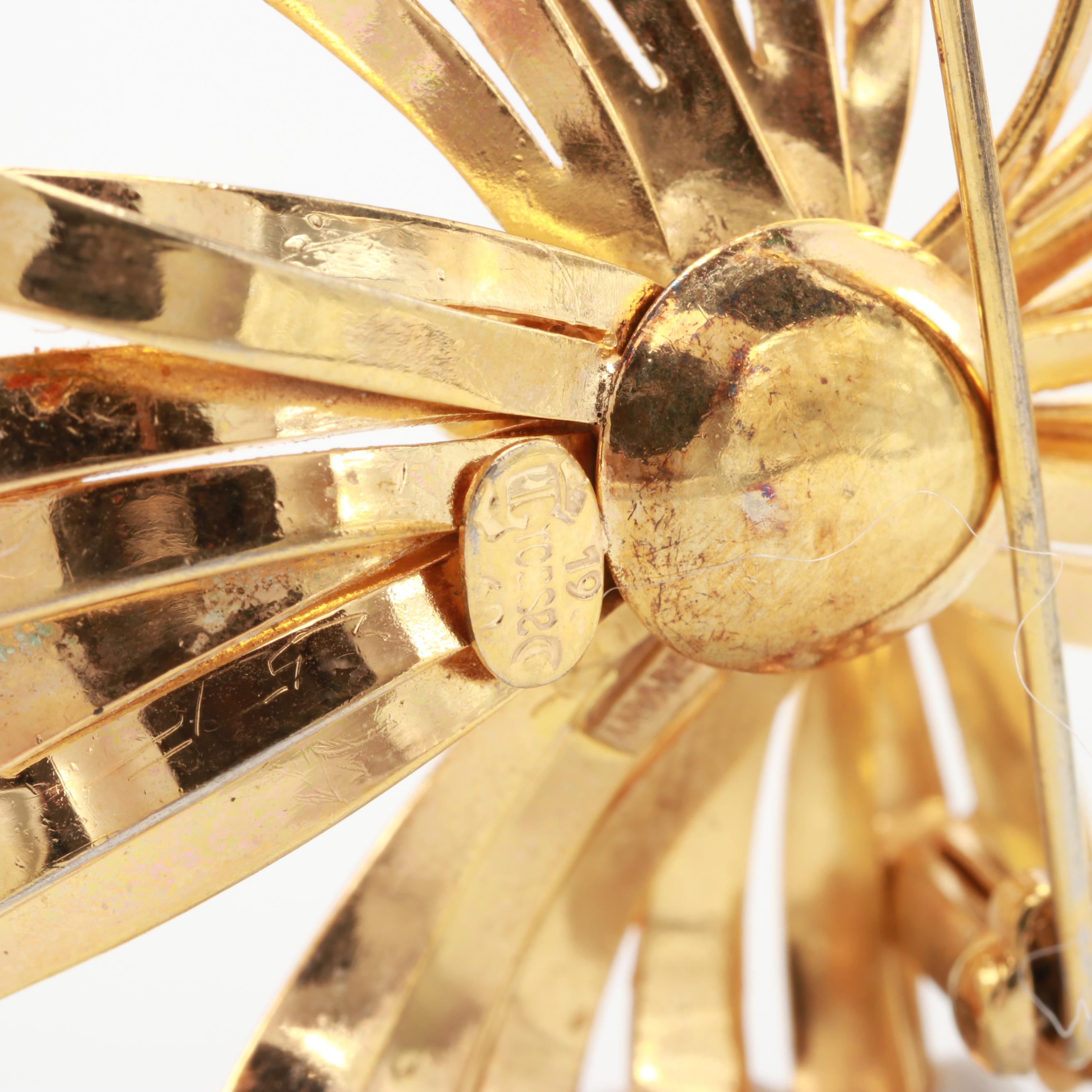 1960s Grosse Germany Vermeil Brooch and Dangle Earrings