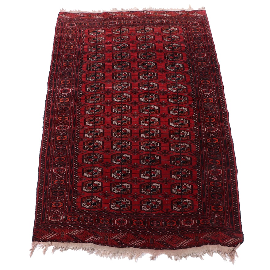 Hand-Knotted Turkmen Bokhara Wool Rug