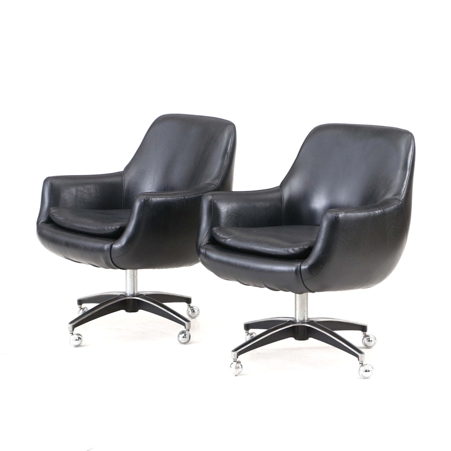 Daystrom Furniture Vintage Black Swivel Chairs