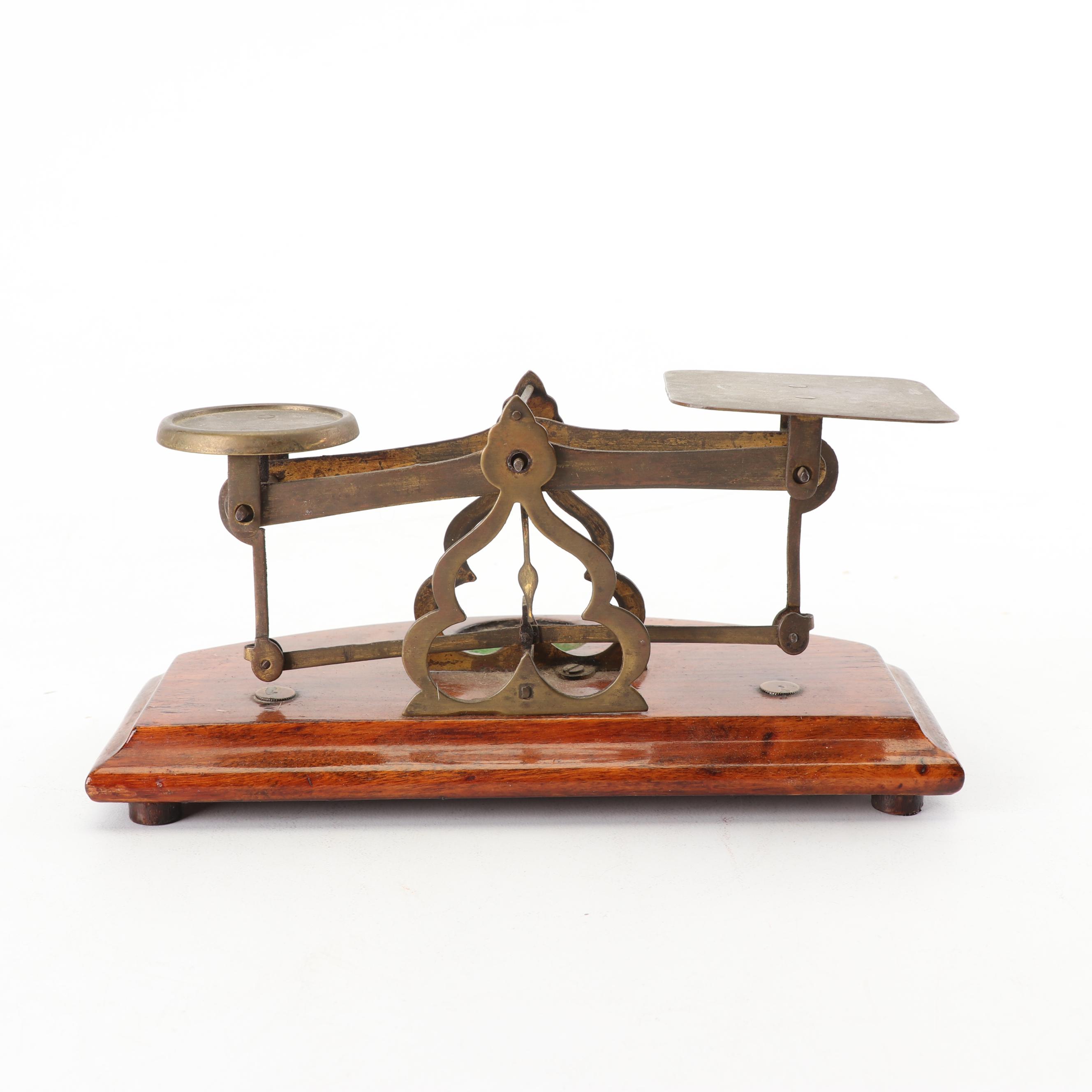 Brass and Wooden Postal Scale, Late 19th Century