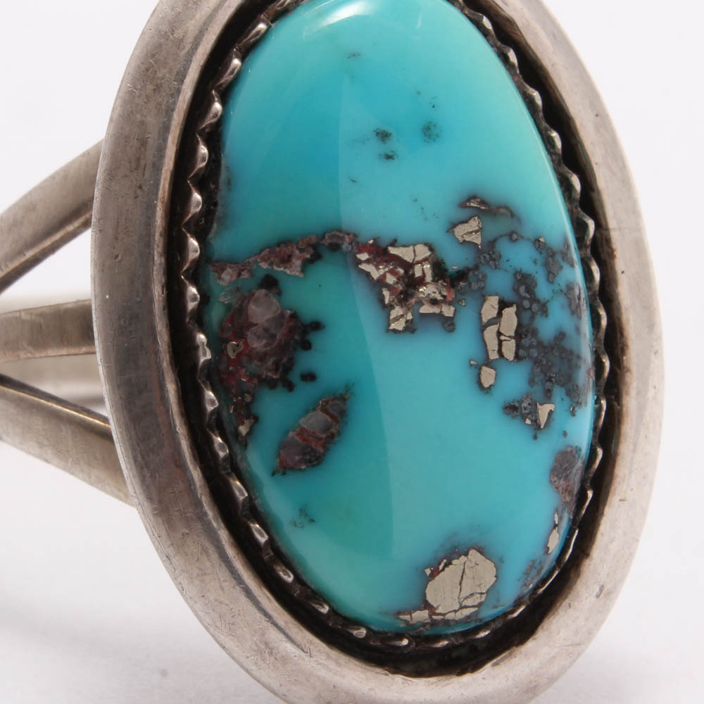 Ed Kee Navajo Sterling Silver Imitation Turquoise Ring