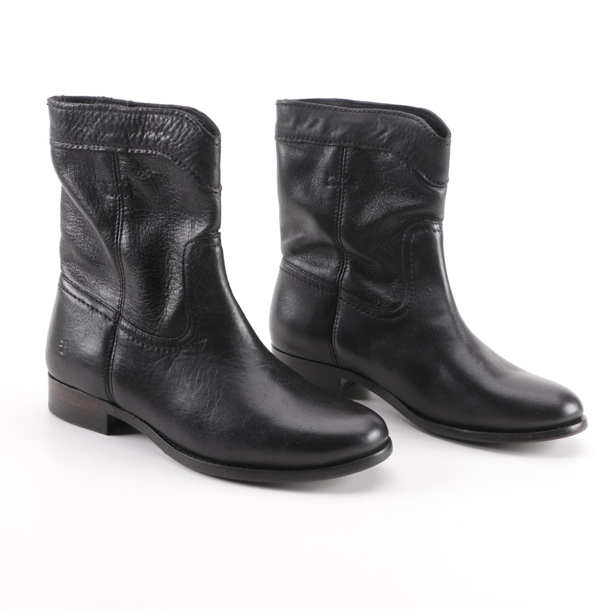 Women's Frye Cara Roper Short Black Leather Booties