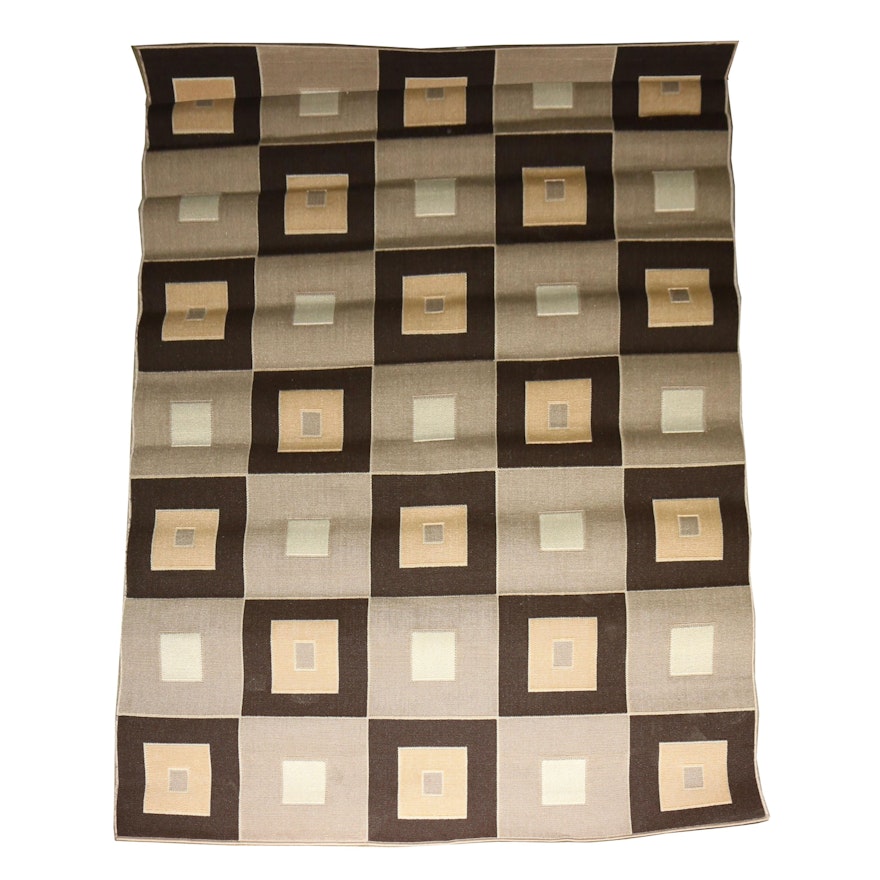 Power-Loomed Abstract Squares Area Rug