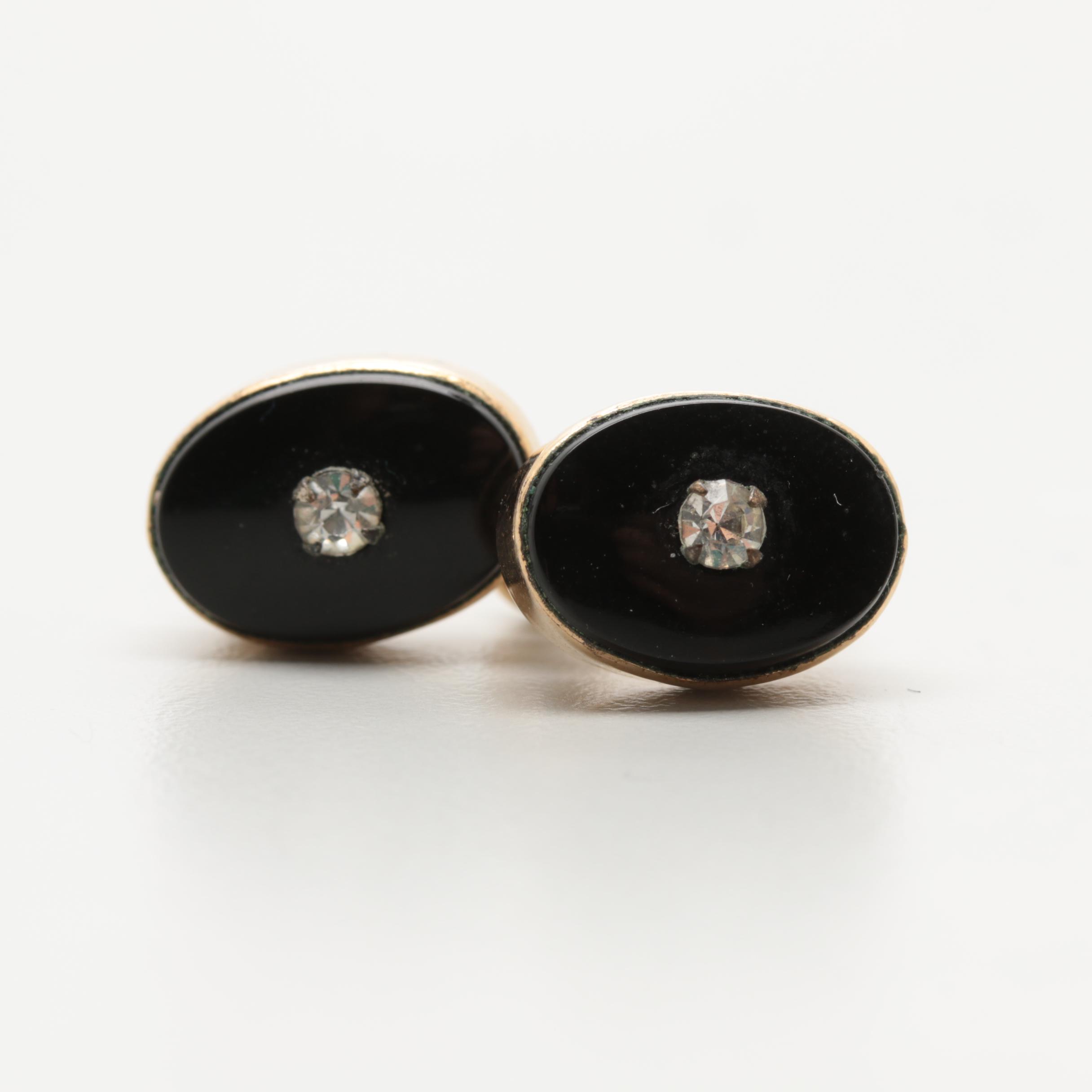 1940s Van Dell 12K Gold Filled Rhinestone Brooch and Earrings