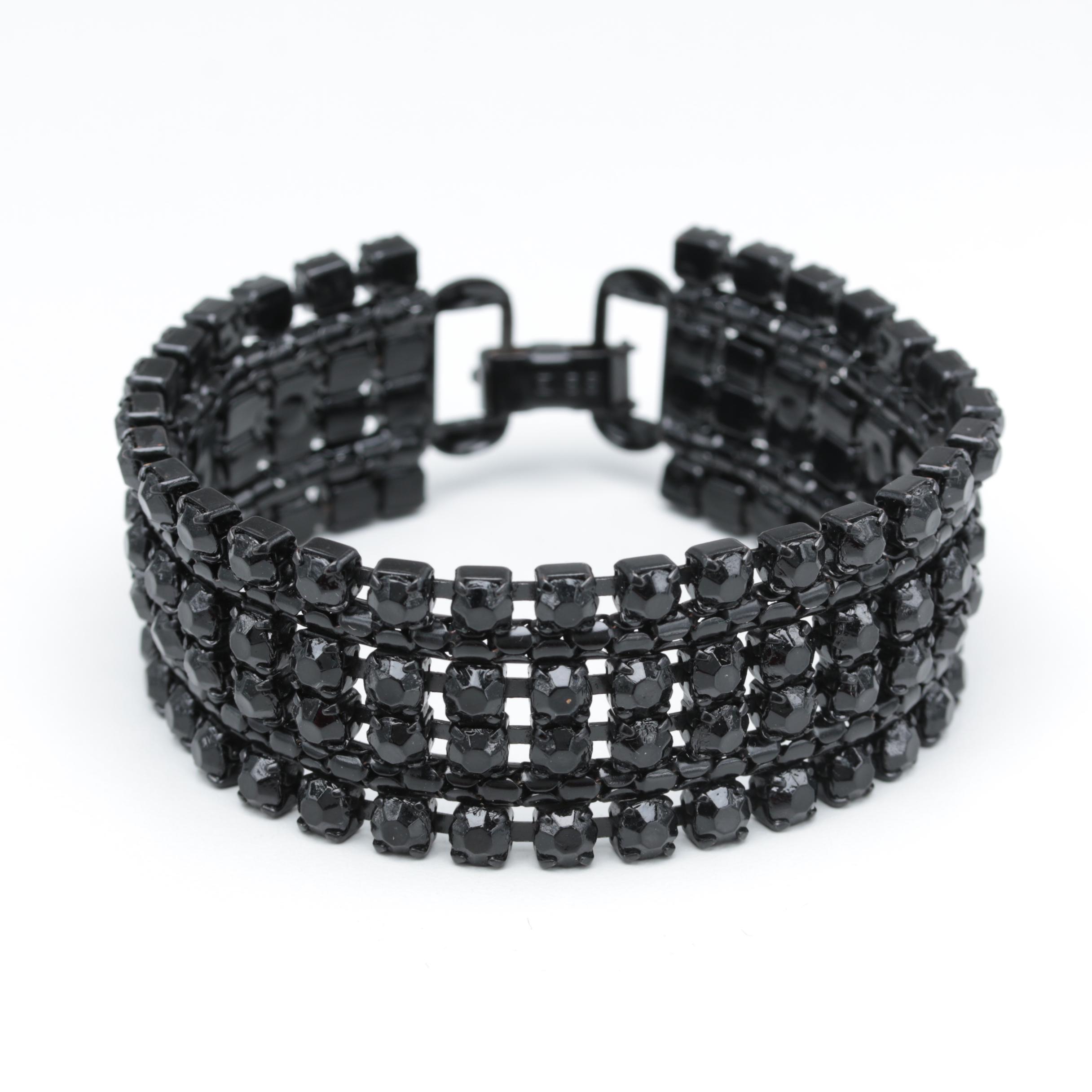 1960s Black Rhinestone Jewelry Including Weiss, Hobé