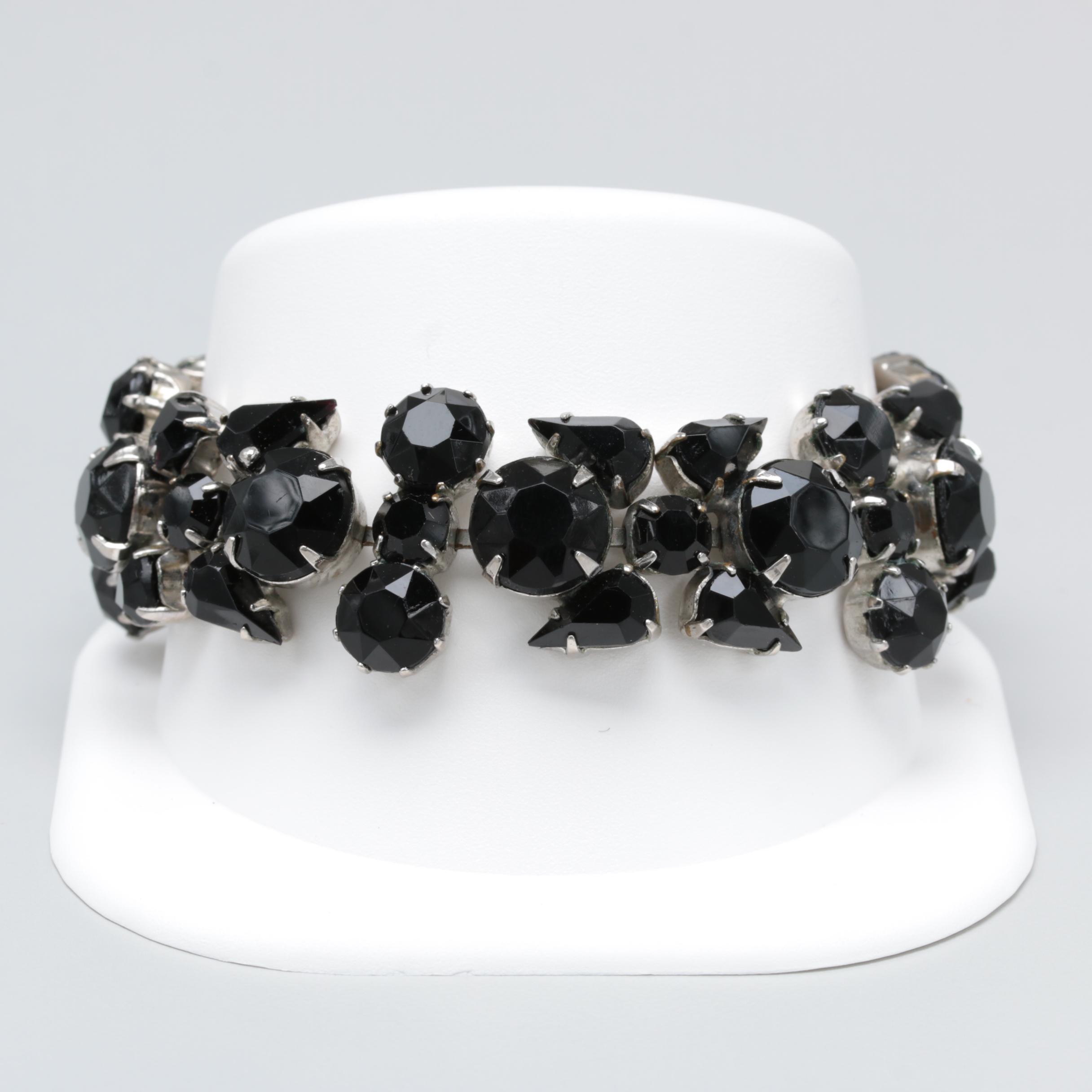 1960s Black Rhinestone Jewelry Including Weiss, Hobé