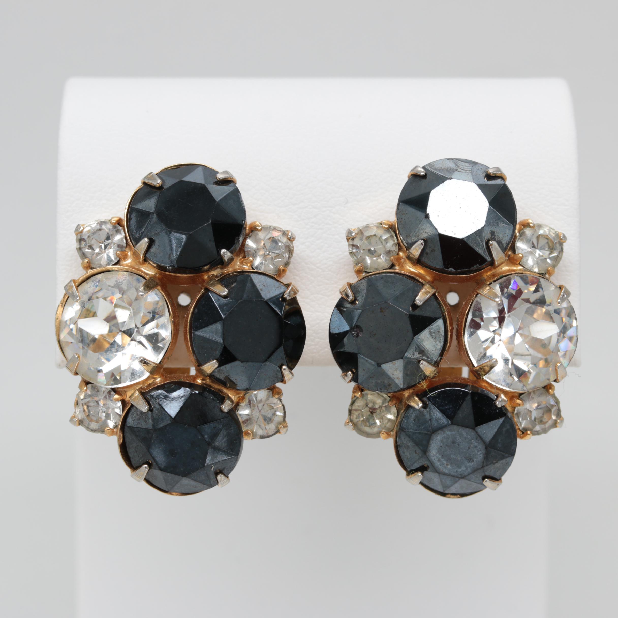 1960s Black Rhinestone Jewelry Including Weiss, Hobé